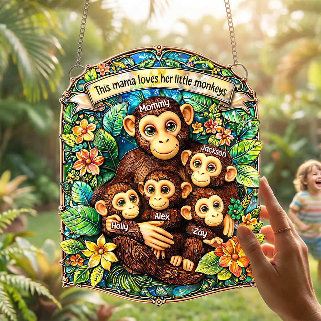 Monkey Mom Suncatcher Ornament Personalized Mother's Day Gifts 06TOMG030326