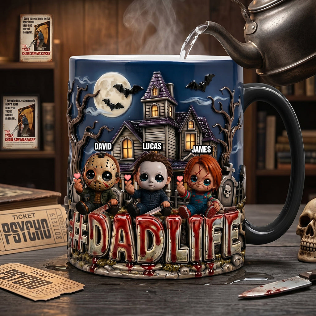 Dad Life With Little Horrors Magic Mug - Personalized Gifts For Dads 05patn120526