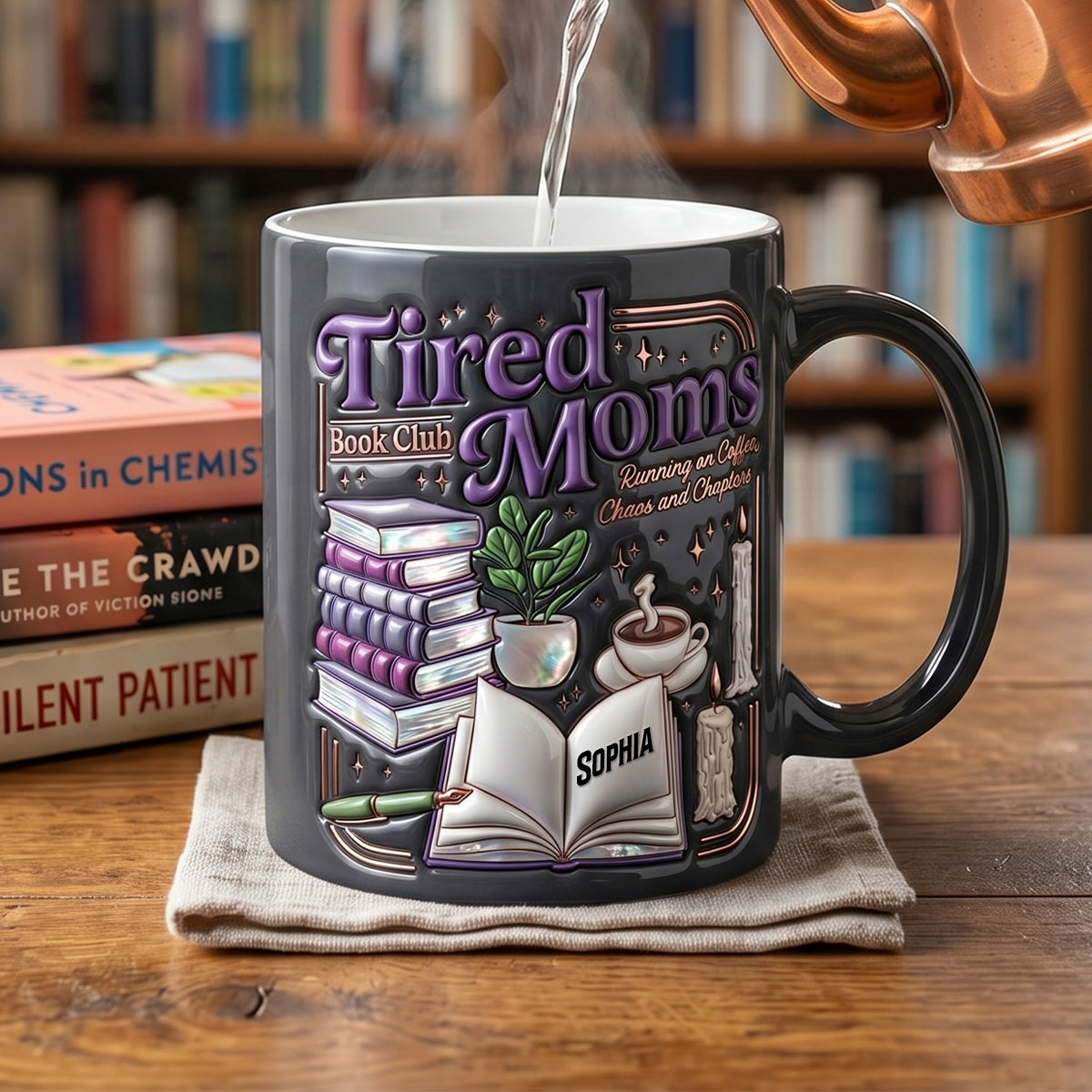 Dark Fantasy Tired Mom Book Club Magic Mug - Personalized Gifts For Reading & Coffee Loving Mom 01qhtn200426