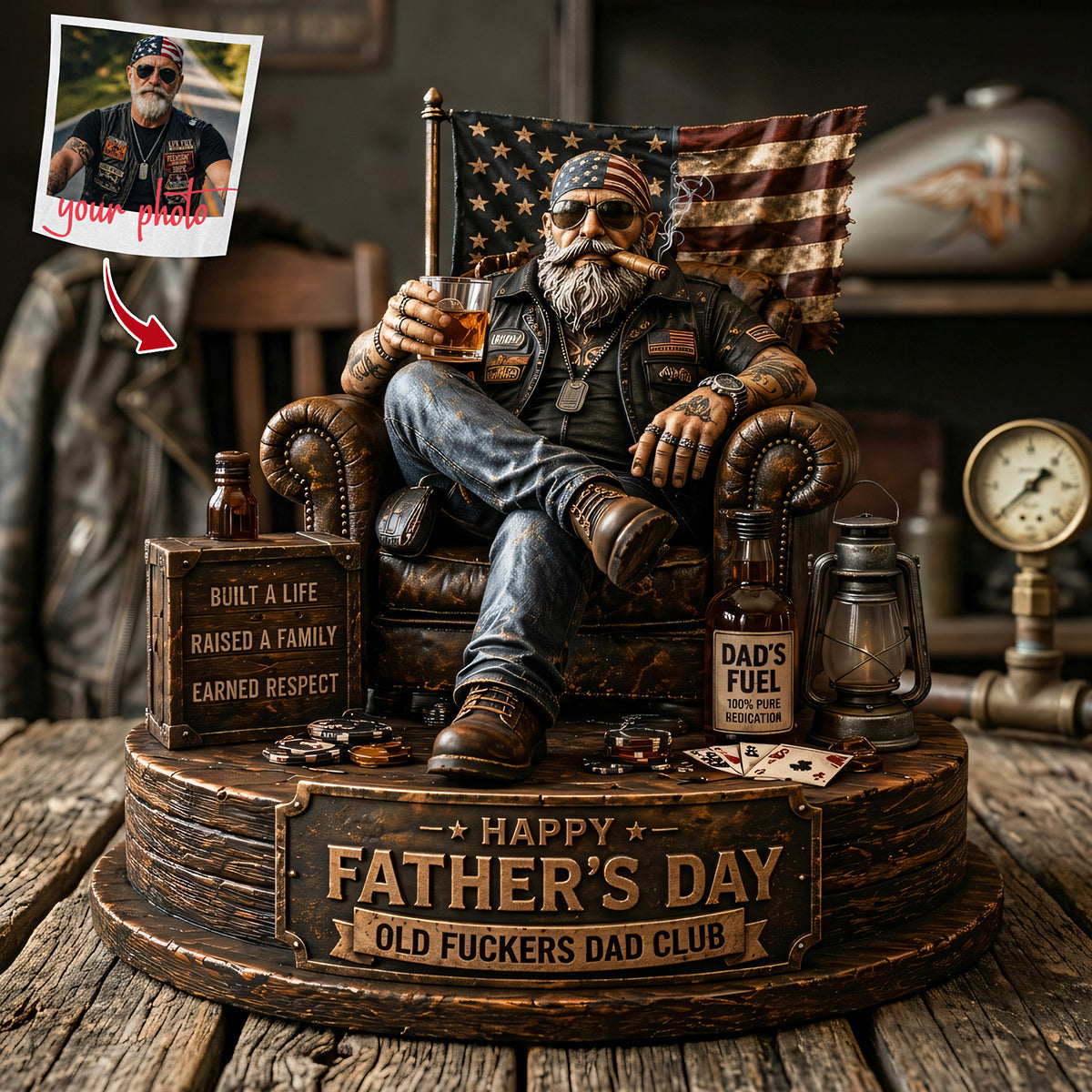 Old Biker Dad Acrylic Plaque Custom Photo Gifts For Dad 02TOTA240426