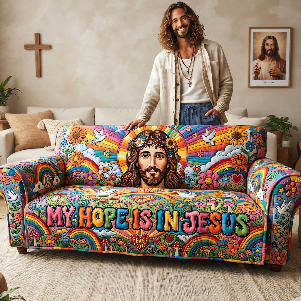 My Hope Is In Jesus Quilted Sofa Cover - Personalized Gifts For Christians 02pata080726