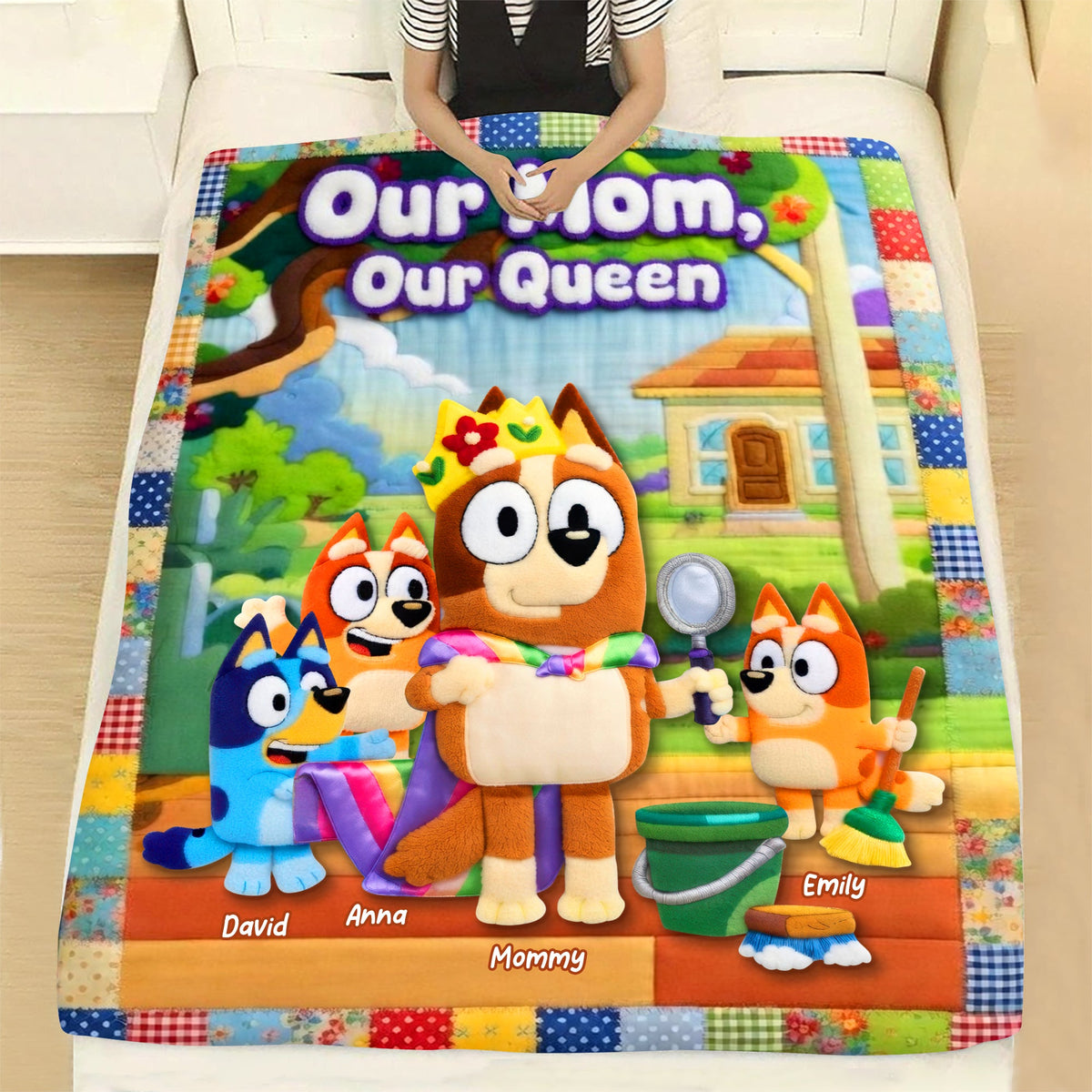 Happy Puppy Family Blanket - Personalized Gifts For Mom 01TYQN160426
