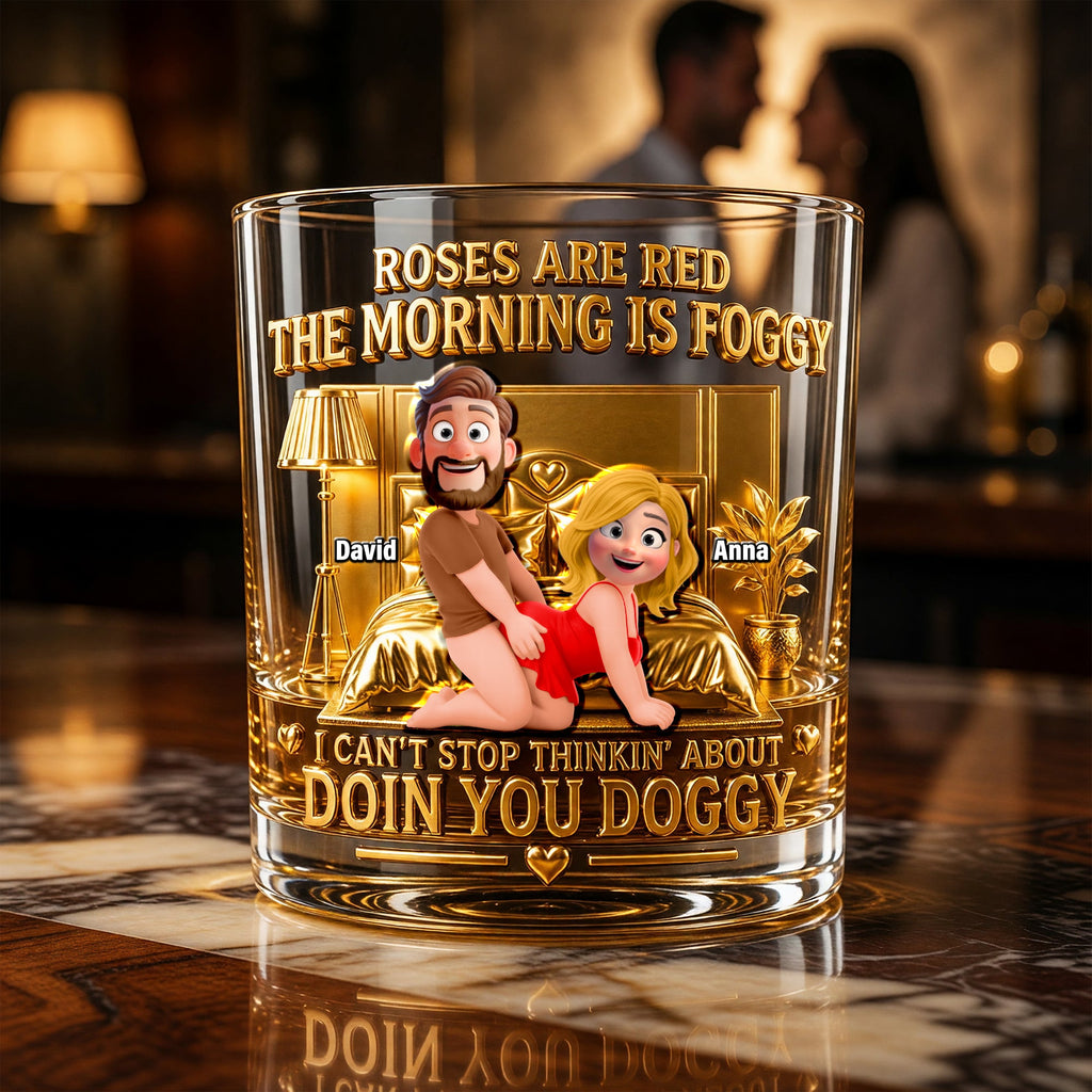 Cheeky Couple Round Glass - Personalized Gifts For Couple 03NAQN020626