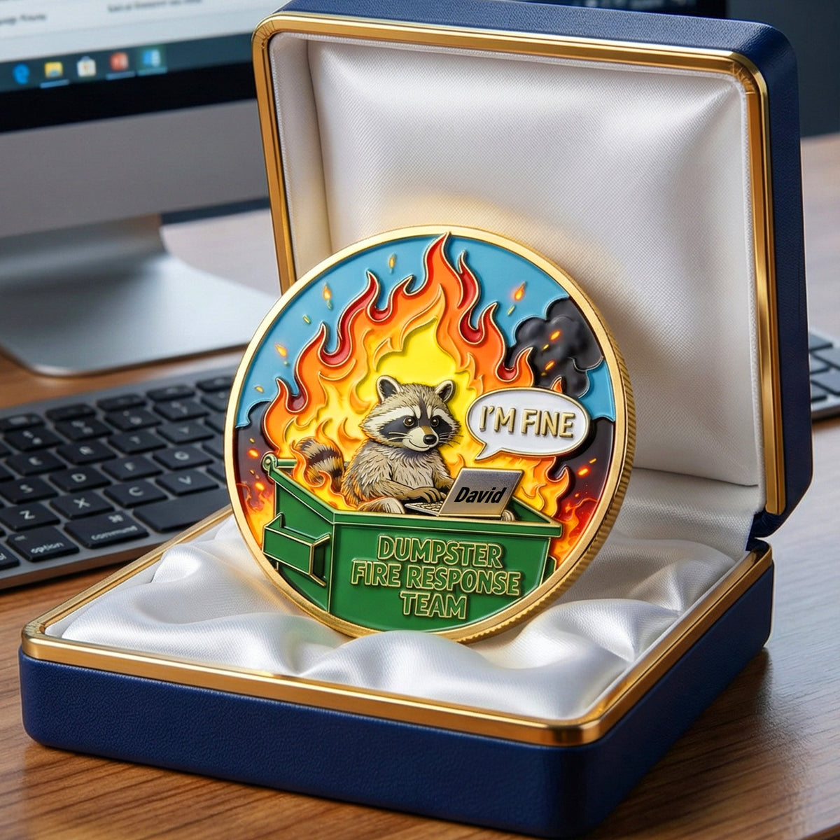 Funny Raccoon Dumpster Printed Metal Coin - Personalized Gifts For Office Workers 05naqn030326