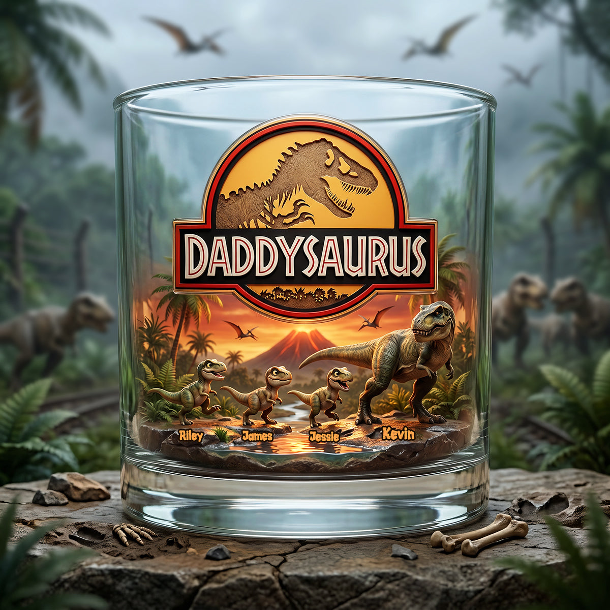 Dad & Kids Adventure Glass Mug Personalized Gifts For Dad 04NATA240426