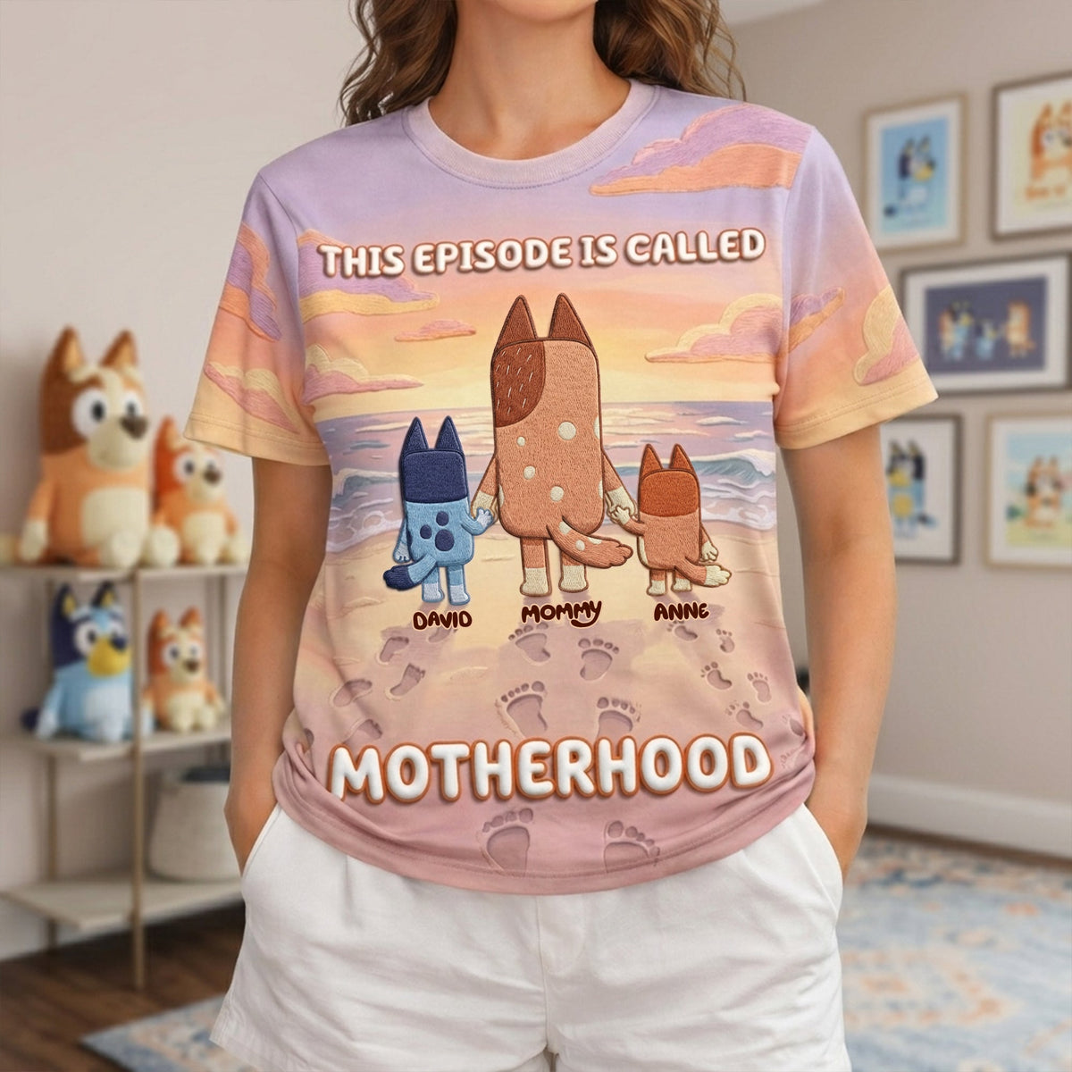 Cute Puppy Mom And Kids Shirt - Personalized Gifts For Mother's Day Shirt 02NALU040426