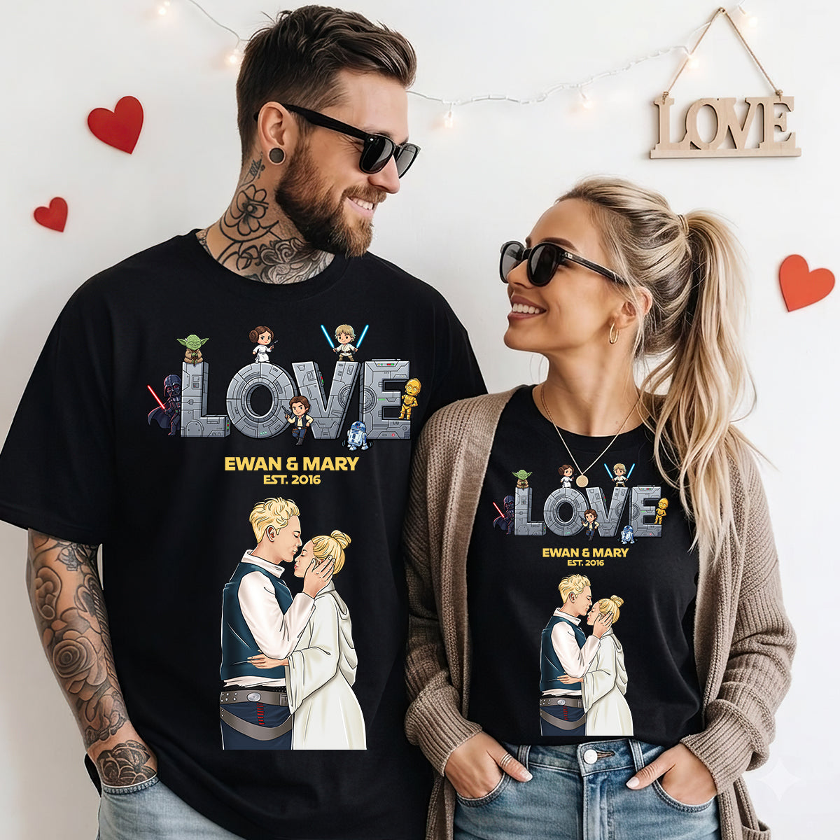 Side View Couple Kiss Shirt - Personalized Gifts For Couple 01HUDT060626