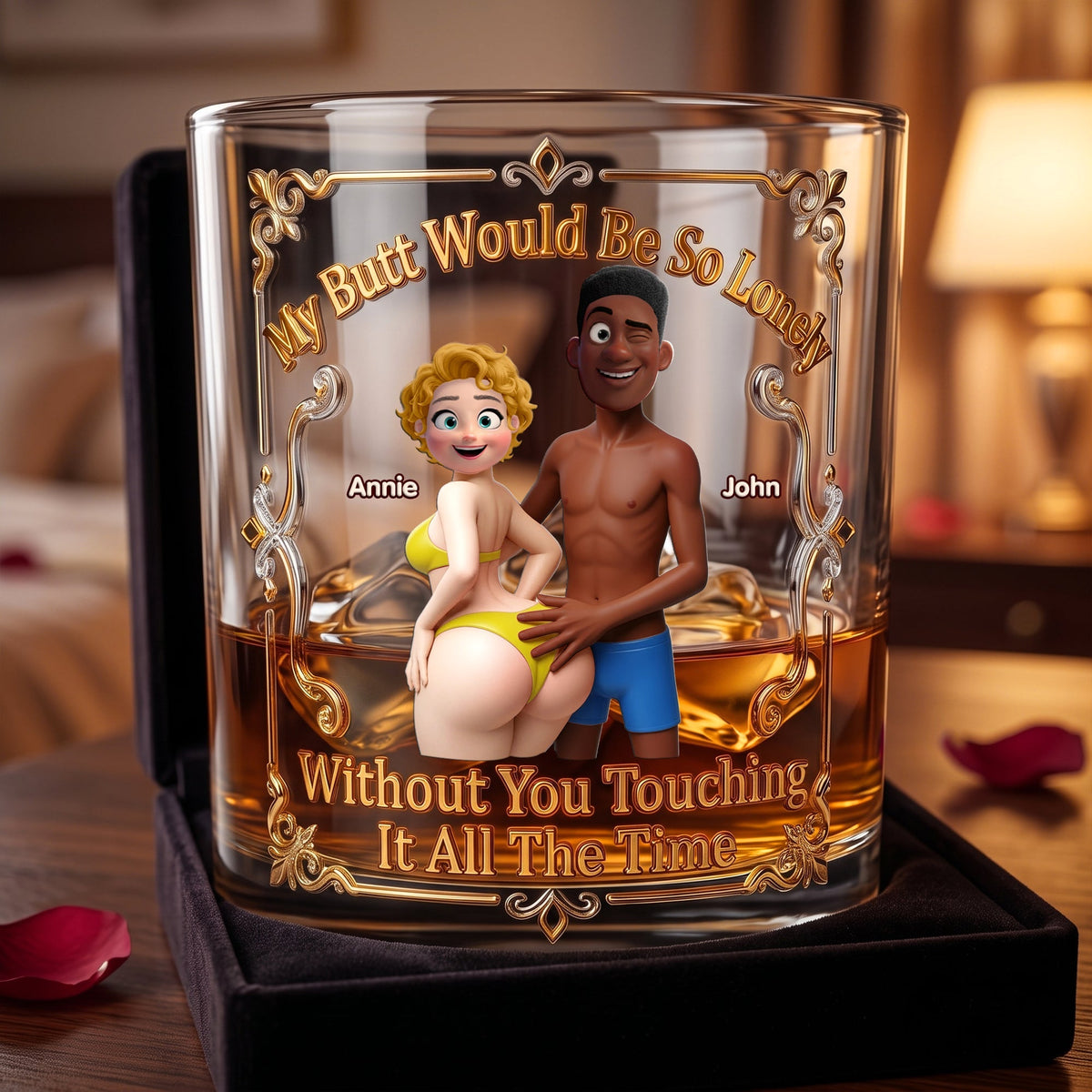 Playful Couple Round Glass - Personalized Gifts For Couples 05OHLU260626