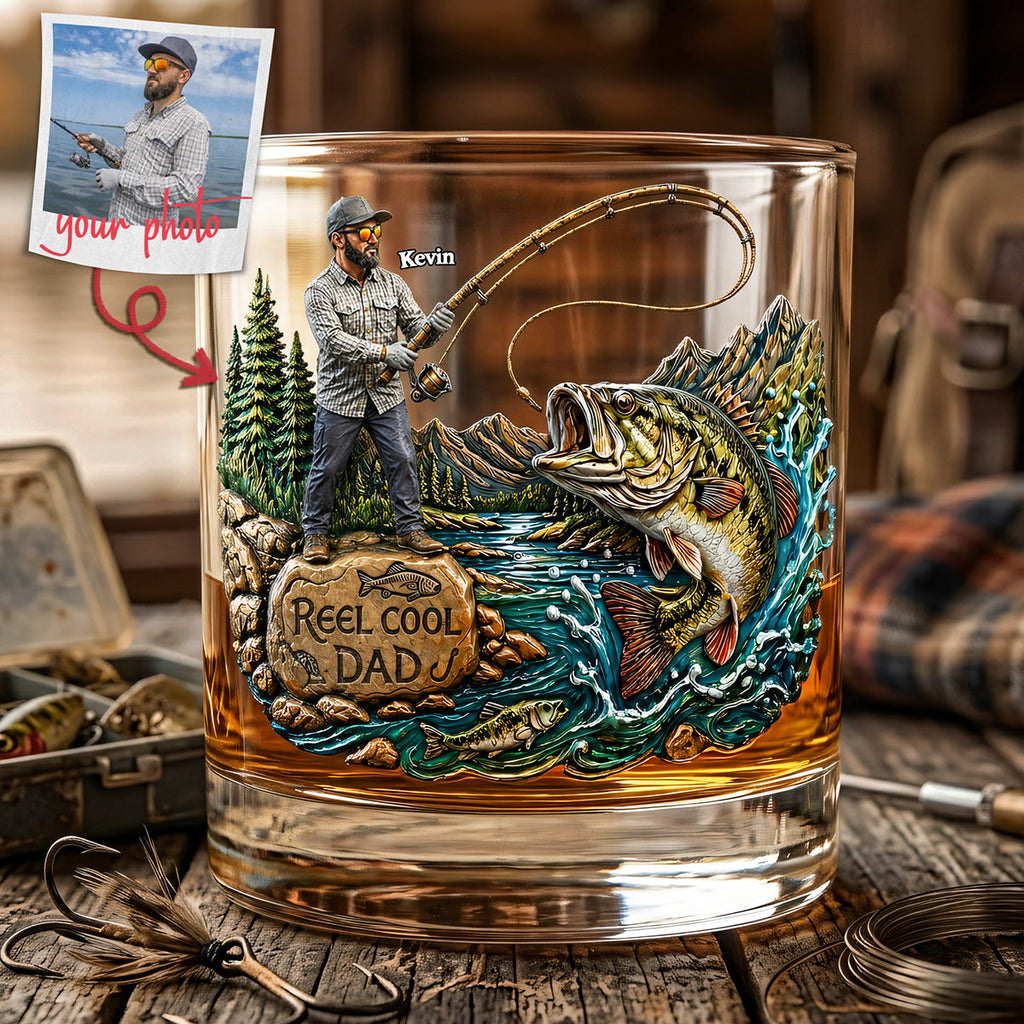 Marvelous Fishing Dad Drinking Glass - Custom Photo Gifts For Dads 03tota090526