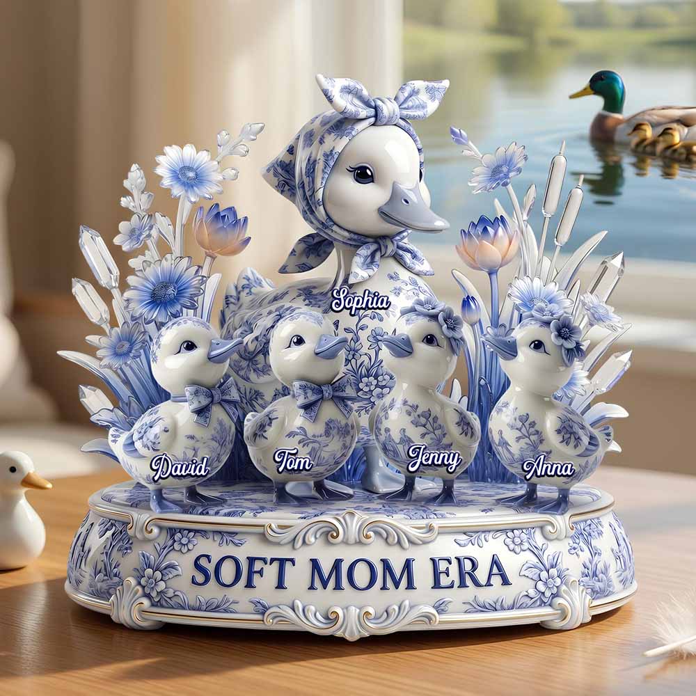Toile De Jouy Duck Mom Acrylic Plaque - Personalized Gifts For Mother's Day Plaque 04PADT270426