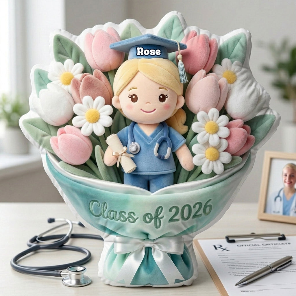 Graduation Nurse Bouquet  Pillow  - Custom Photo Gifts For Nurse Pillow 02NALU270326