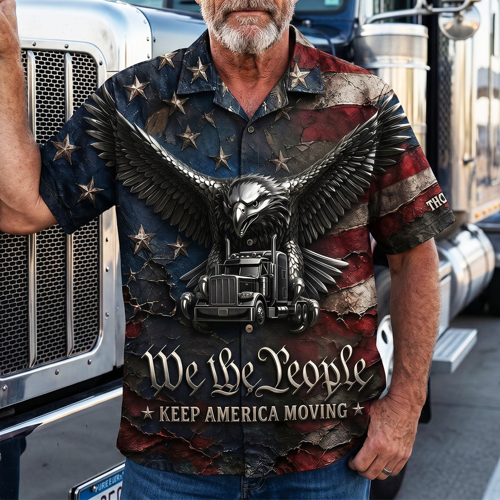 Badass Trucker Keep America Moving Hawaiian Shirt, Personalized Gifts For Trucker 03qhdt260626
