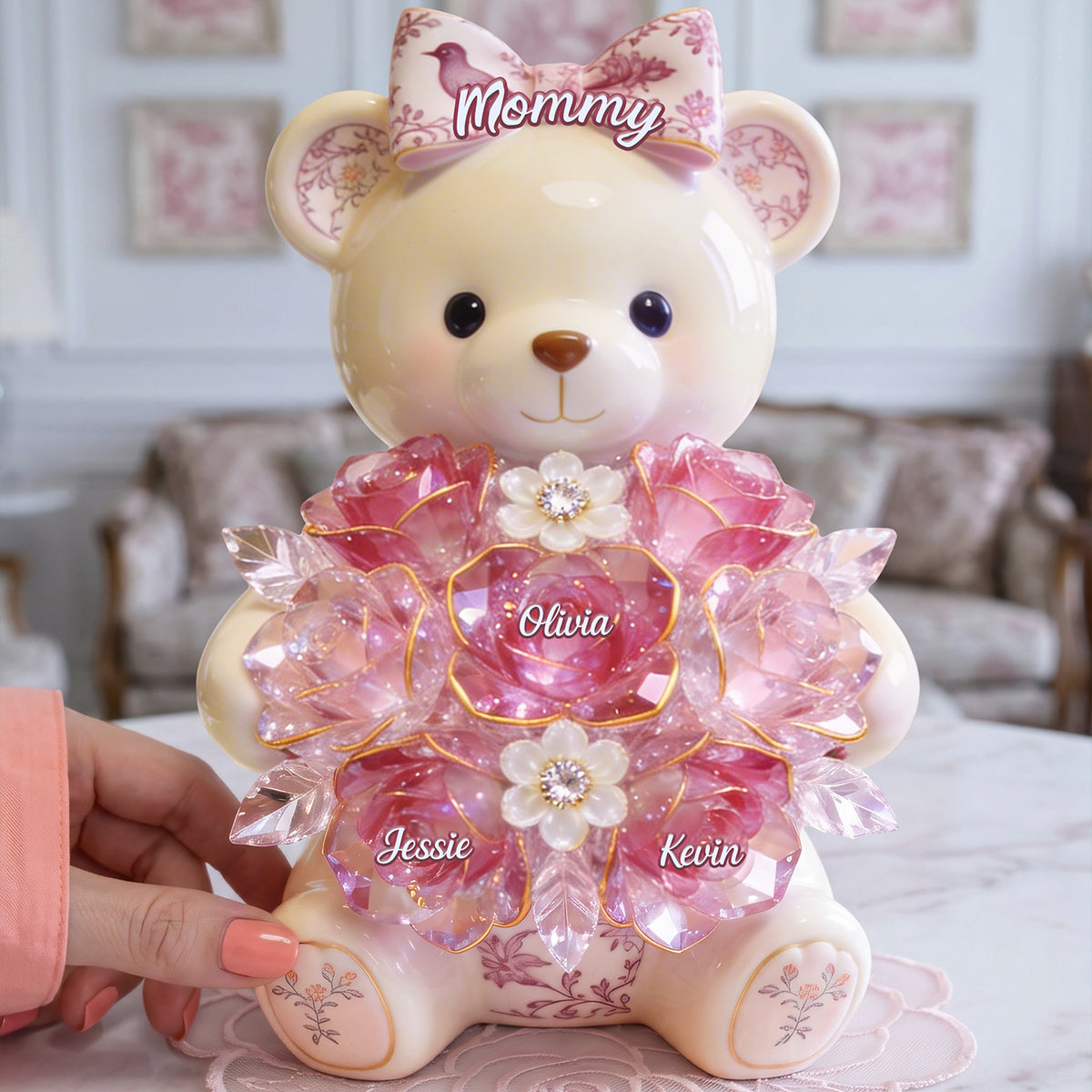 Sweet Bear Toile de Jouy Acrylic Plaque - Personalized Gifts For Mom 01PGTA310326