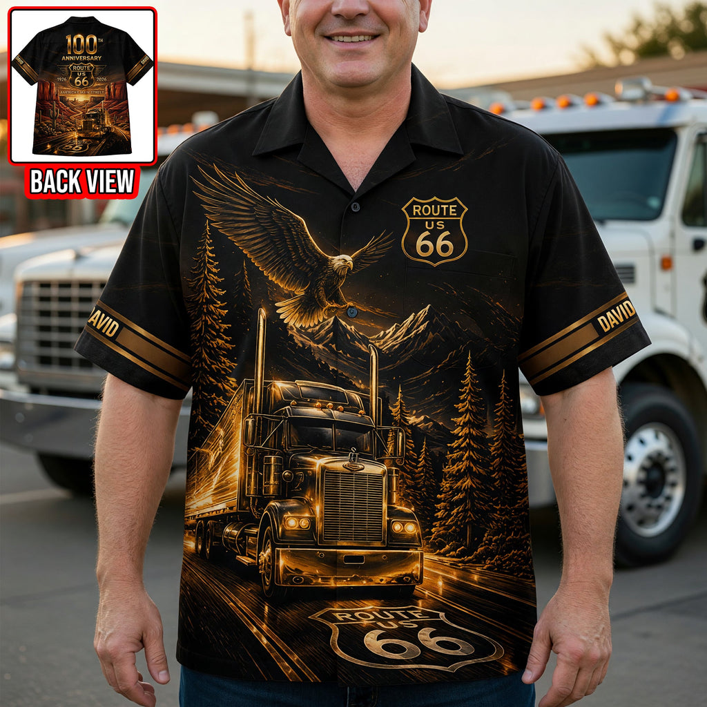Trucking On Legendary Road Hawaiian shirt - Personalized Gift For Truckers 04qhqn220626