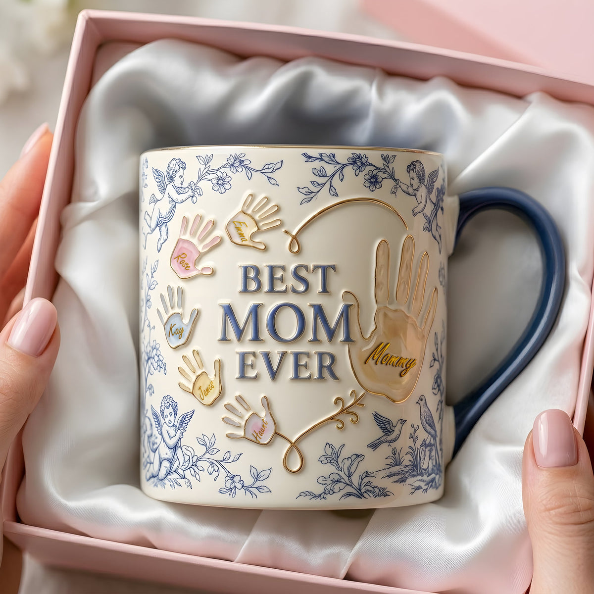 Best Mom Ever - Toile De Jouy Accent Mug - Personalized Gifts For Mothers 02palu080426