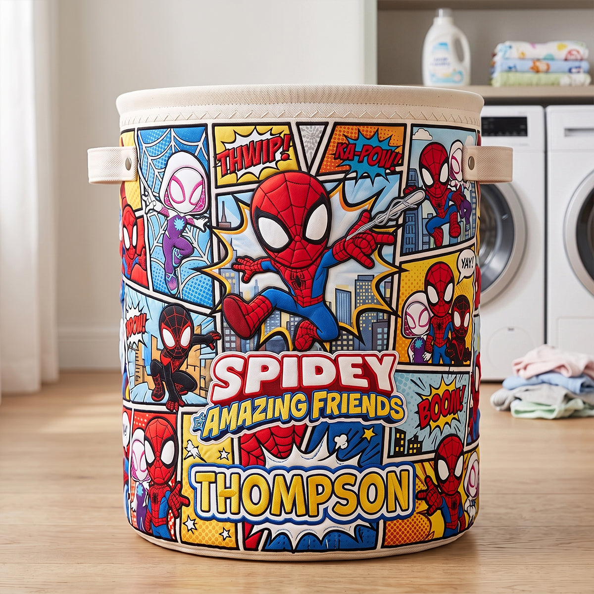 Comic Hero Quilted Laundry Basket - Personalize Gifts 02patn010726