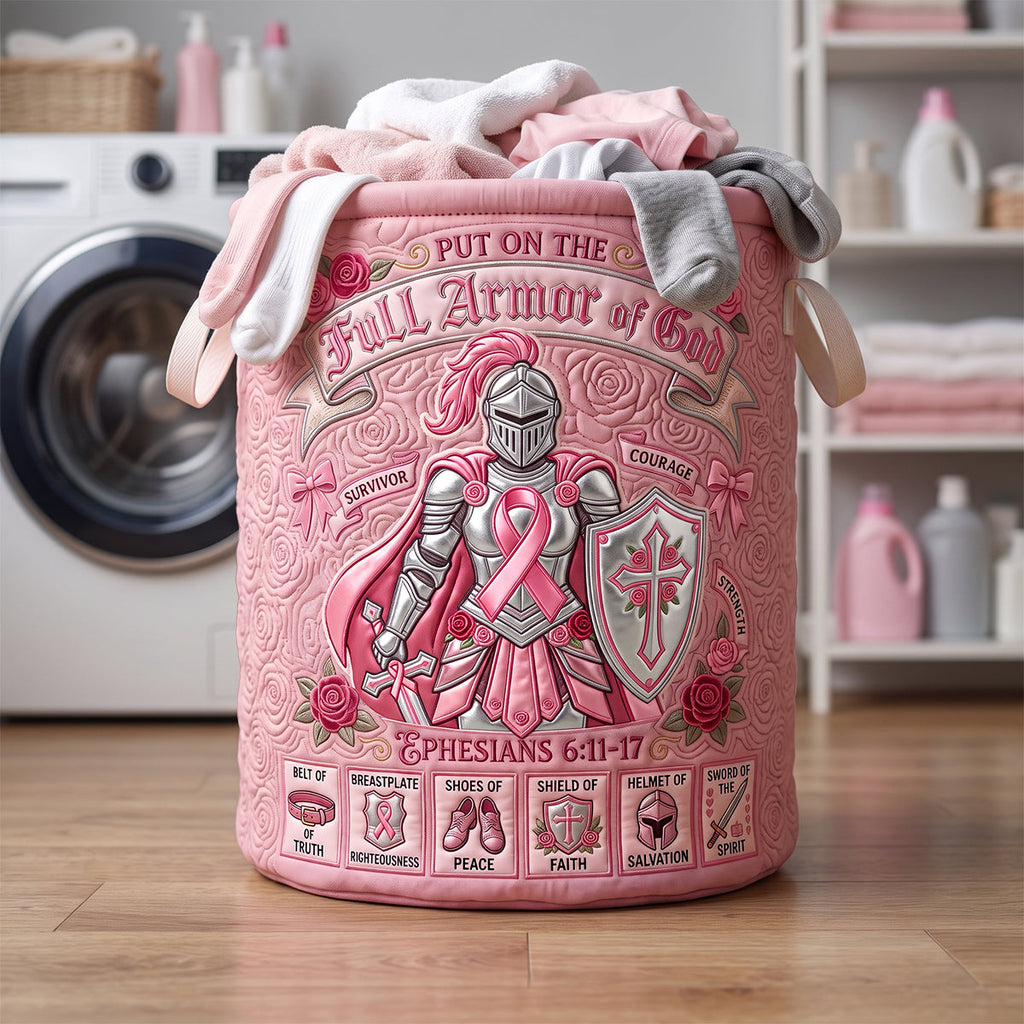 Full Armor of God Quilted Laundry Basket - Personalized Gifts For Christian 04padh100726