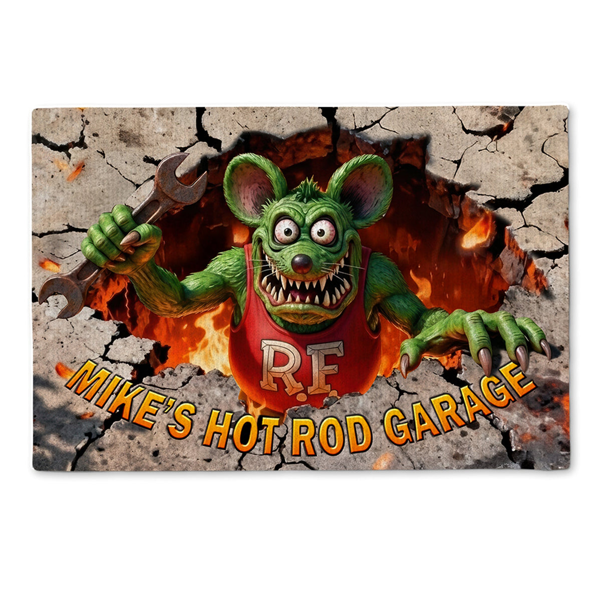 Playful Hot Rod Garage Doormat - Personalized Gifts For Hot Rod Lovers 021tgqn090126