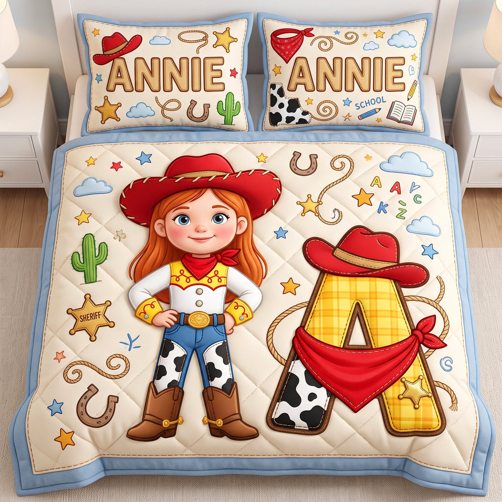 Custom Photo Cowboy CowGirl Quilt Bed Set - Personalized Gifts For Kid 04naqn020726