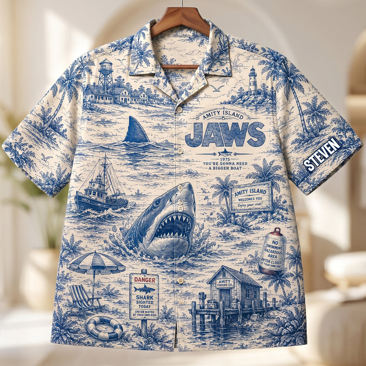 Toile De Jouy Hawaiian Shirt - Personalized Gifts 05nadh170626