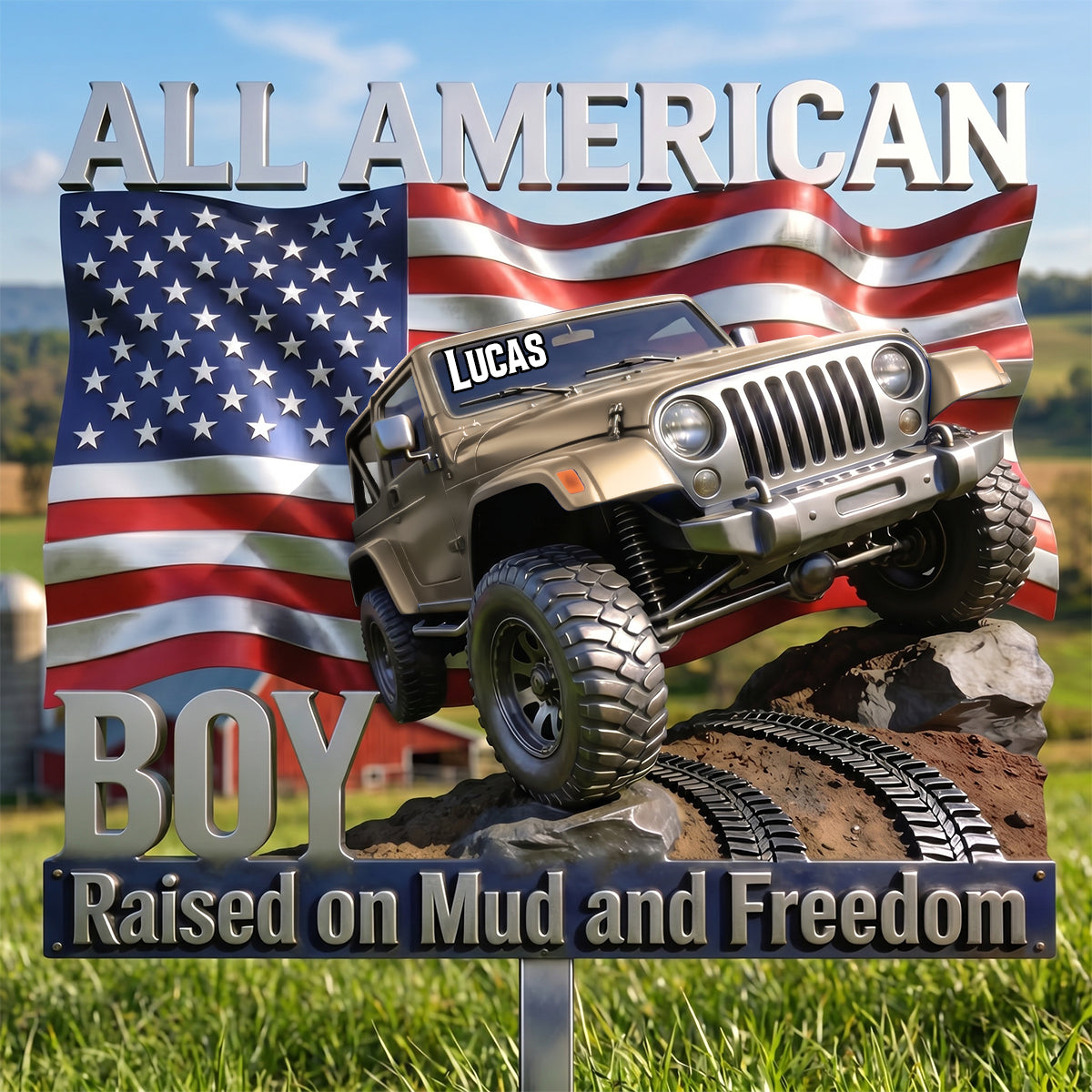American Vehicle Metal Sign, Personalized Gifts For Off-road Lovers 01qhdh030626