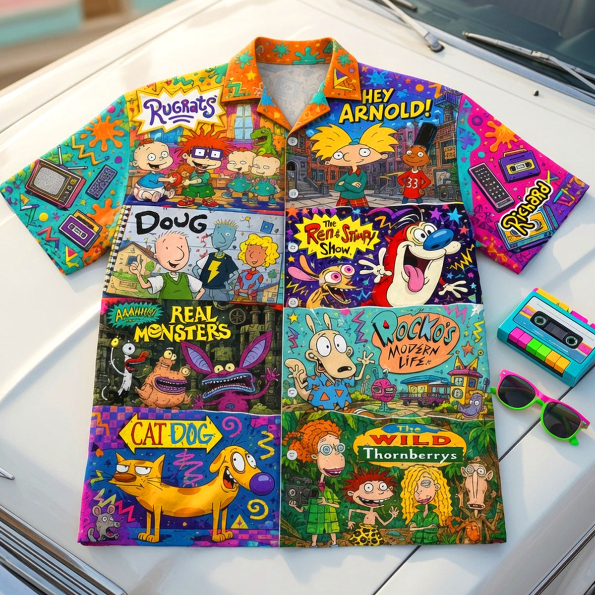 90s Cartoon Club Hawaiian Shirt - Personalized Gifts 02NAQN250626