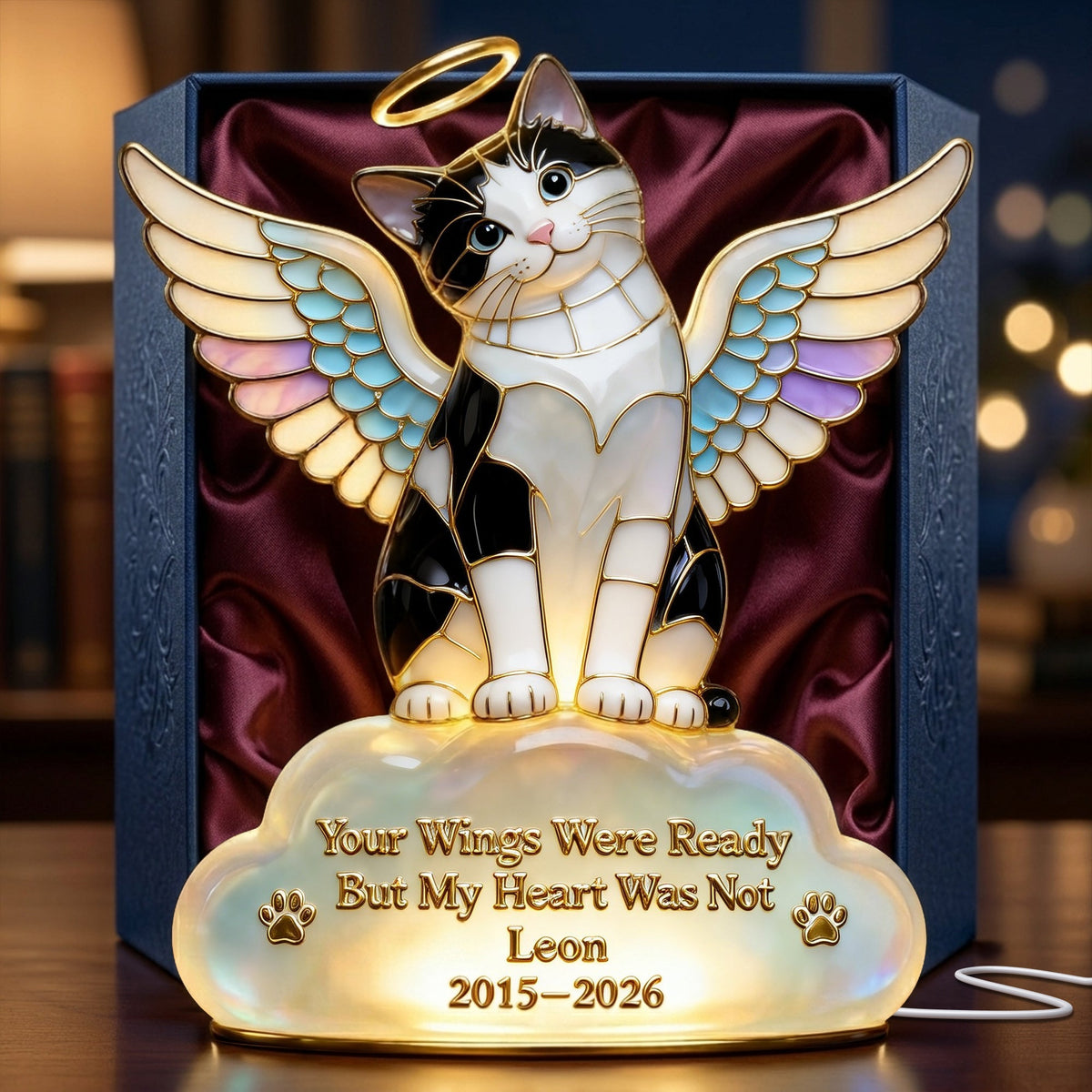 Pet Angel Memorial Light Box, Custom Photo Keepsake To Remember Losted Pets 02qhlu010426