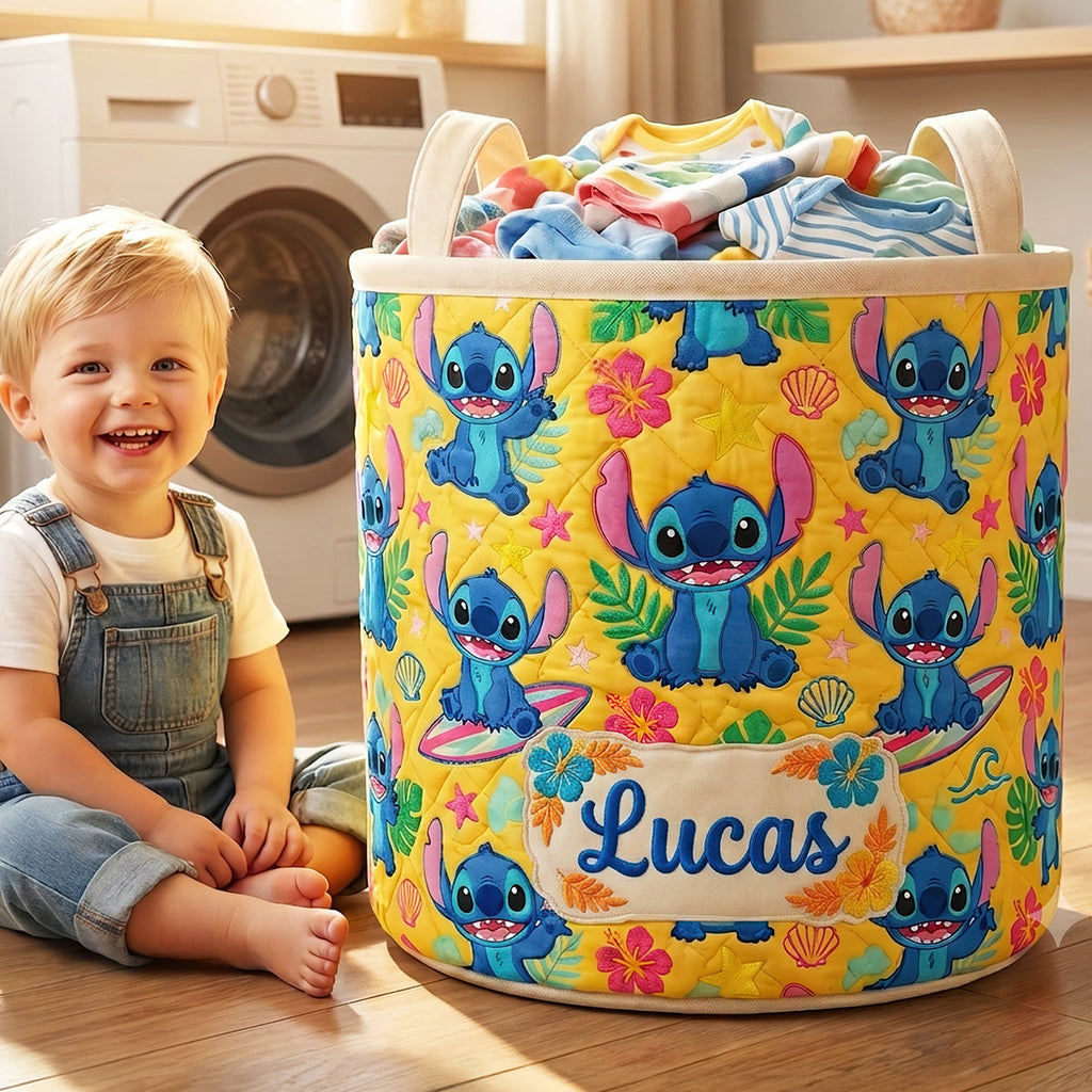 Cute Alien Quilted Laundry Basket - Personalized Gifts 02padt260626
