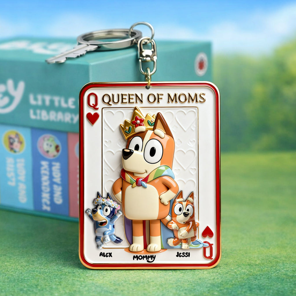 Puppy Card Theme Mom And Kids Keychain - Personalized Gifts For Mother's Day Keychain 03NALU020326