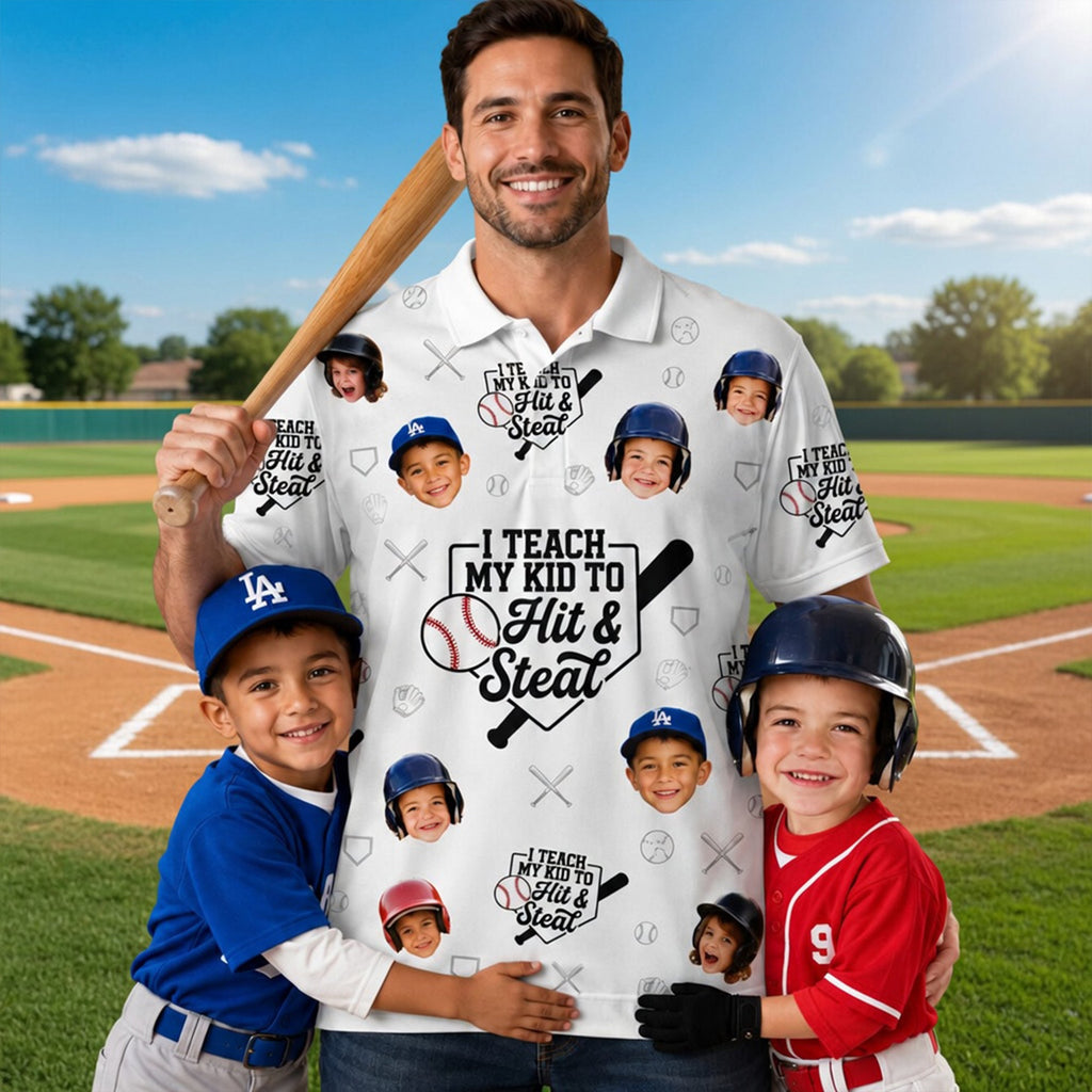 Custom Photo Proud Baseball Dad Polo Shirt, Personalized Gifts For Dads 02qhlu090526