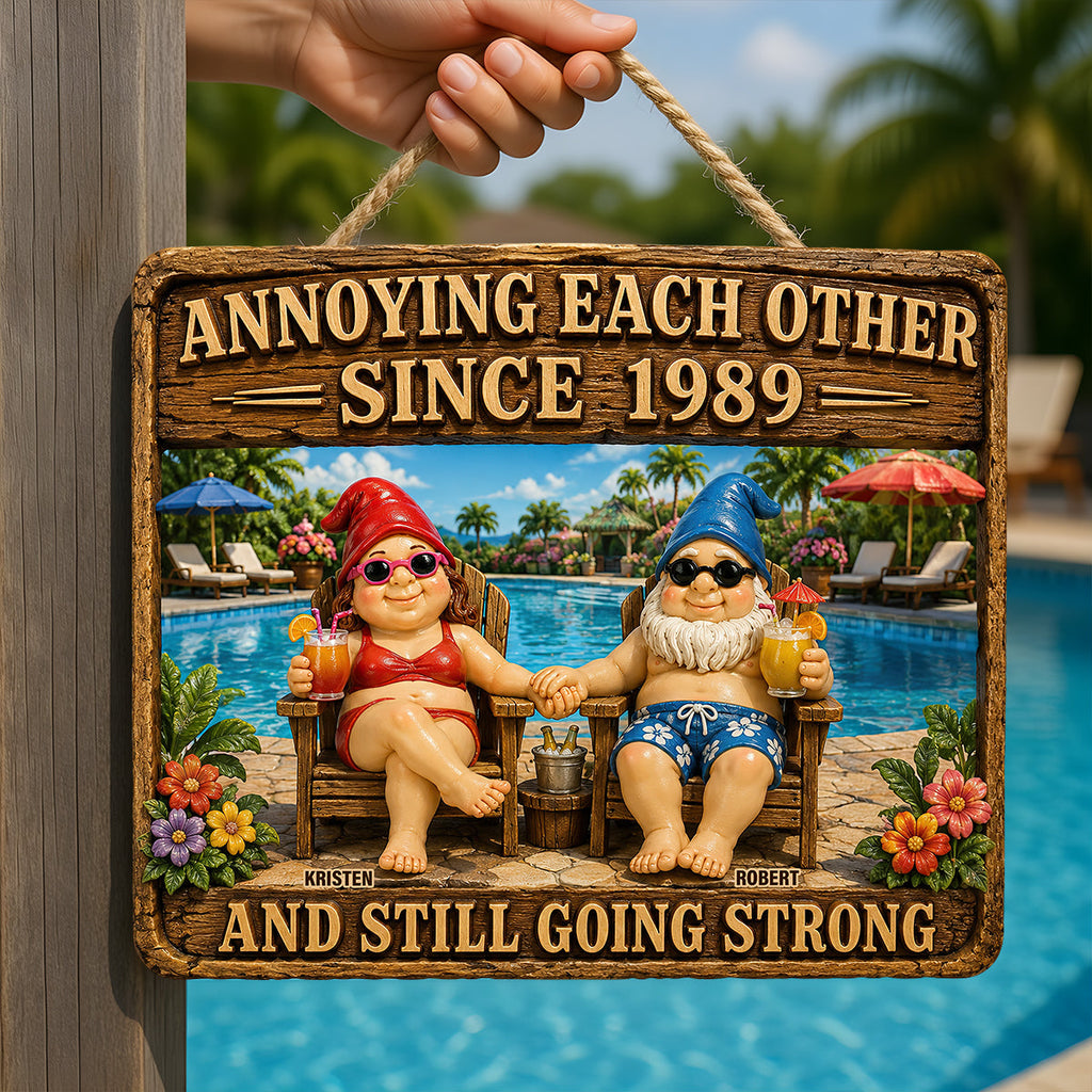Relaxing Old Couple Metal Sign - Personalized Anniversary Gifts For Couples 02NADT170626