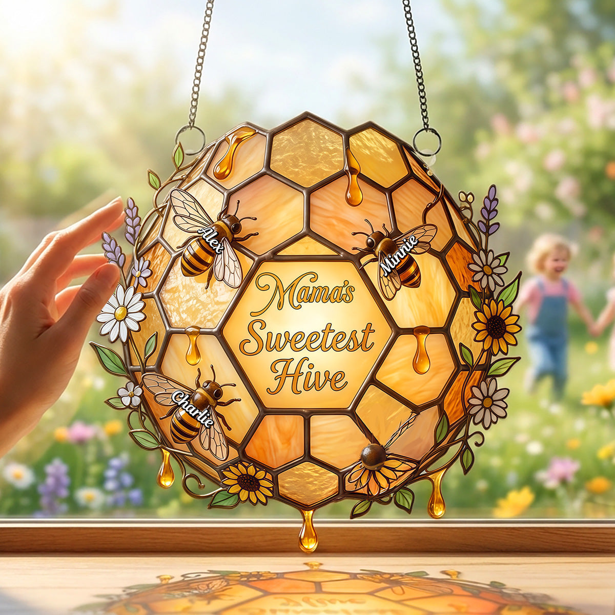Grandma Bee Sweetest Hive Suncatcher - Personalized Gifts For Grandma 05namg090326