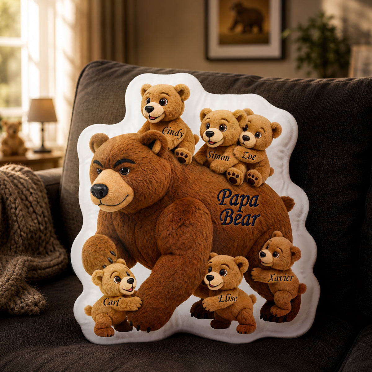 Papa Bear Pillow - Personalized Gifts For Dad 01hudh060526