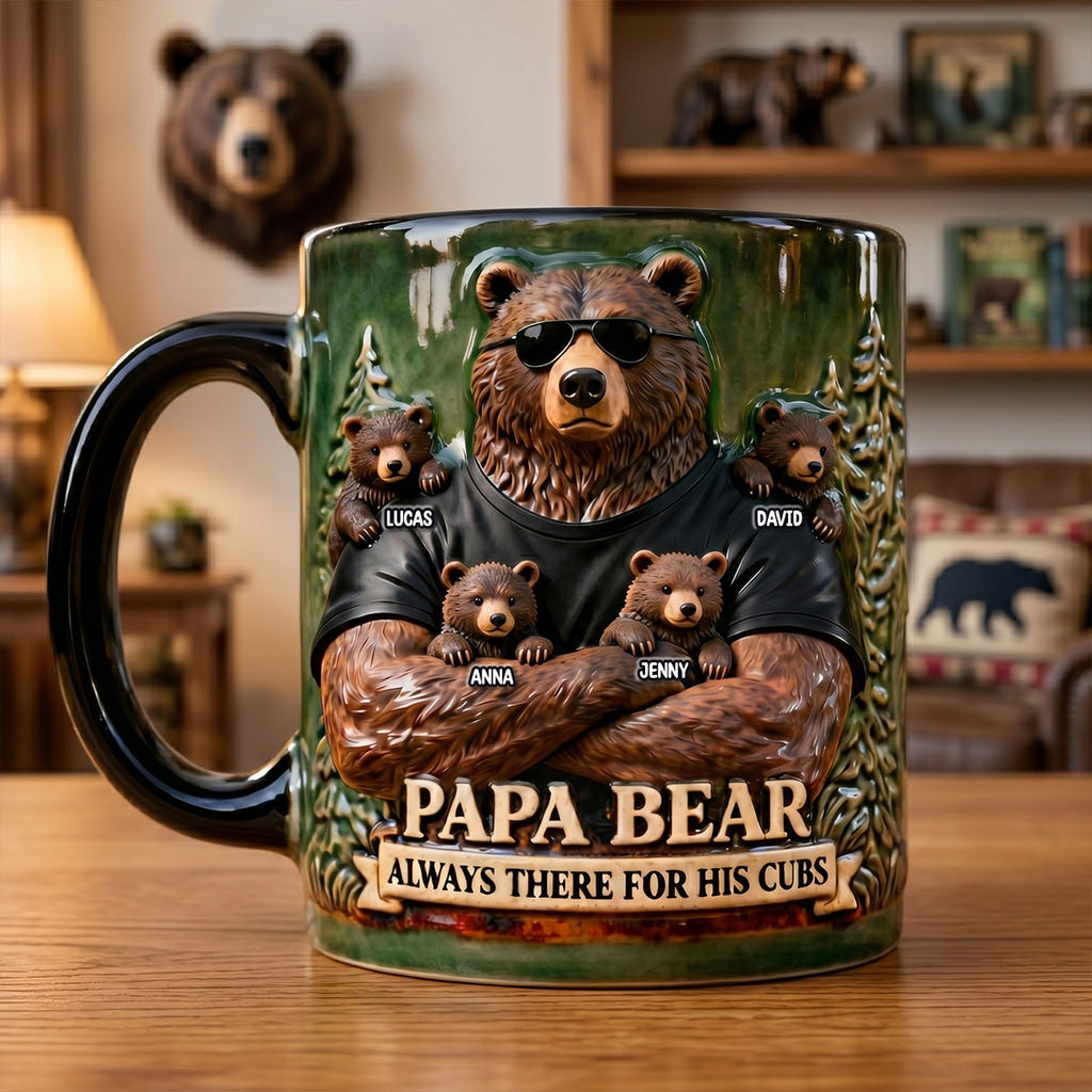 Strong Protective Bear Dad Magic Mug, Personalized Gifts For Dad 03qhtn200526