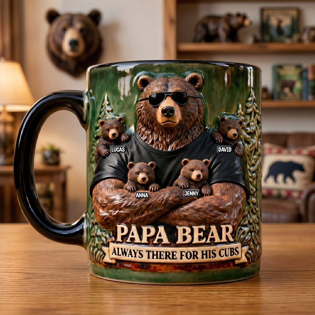Strong Protective Bear Dad Magic Mug, Personalized Gifts For Dad 03qhtn200526