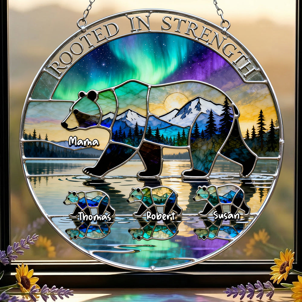 Aurora Bear Mom Tribal Suncatcher - Personalized Gifts For Moms 01QHDT190326