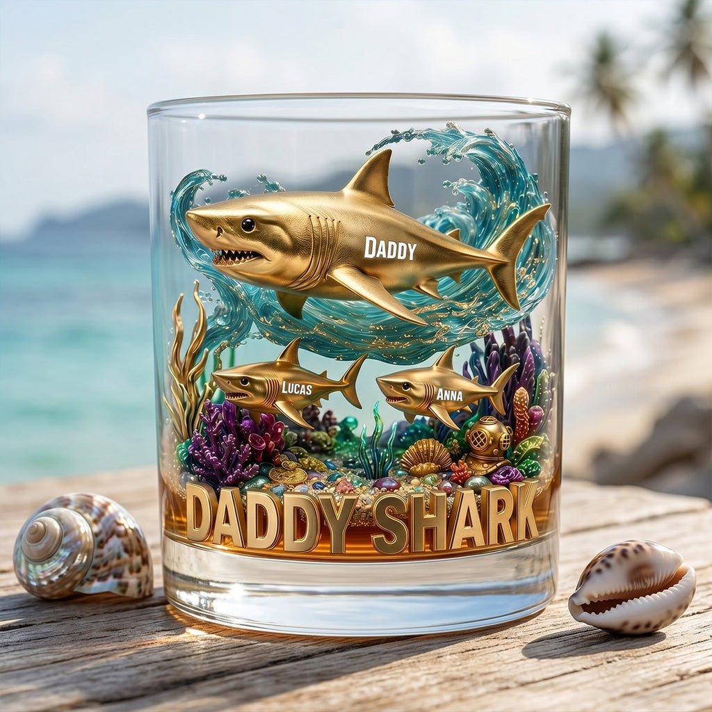 Shark Dad Round Glass - Personalized Gifts For Dad 02tytn260526