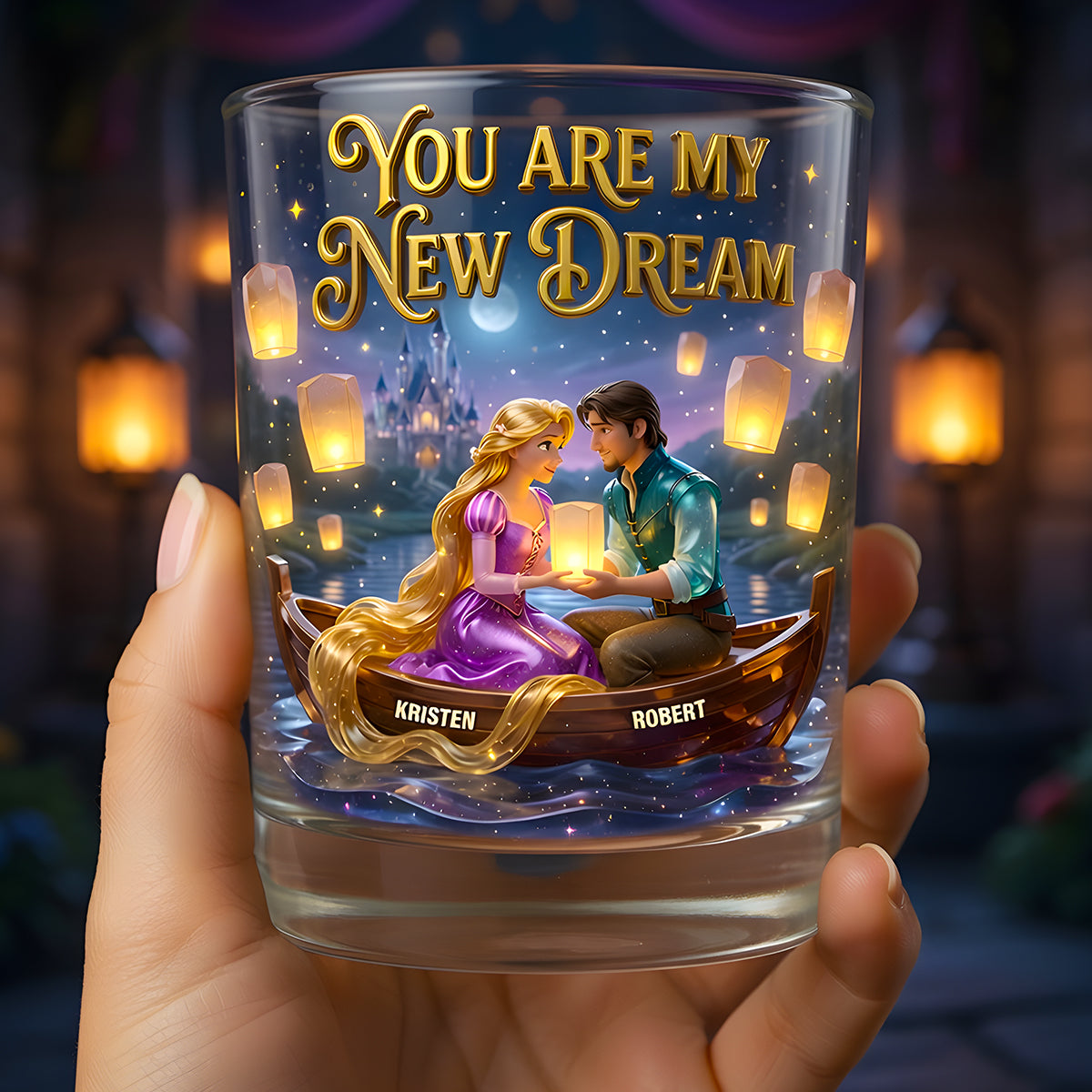 Fairytale Couple 11oz Round Glass - Personalized Gifts For Couple Glass 04TYDT160626