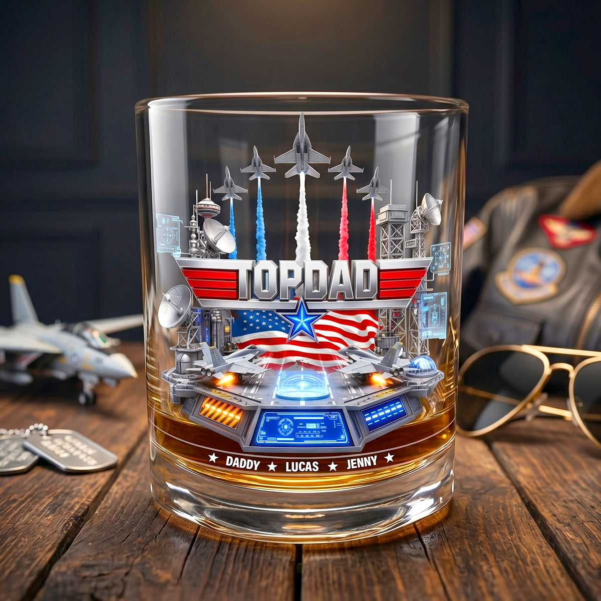 Sky Commander Round Glass - Personalized Gifts For Dad 02ohtn180526