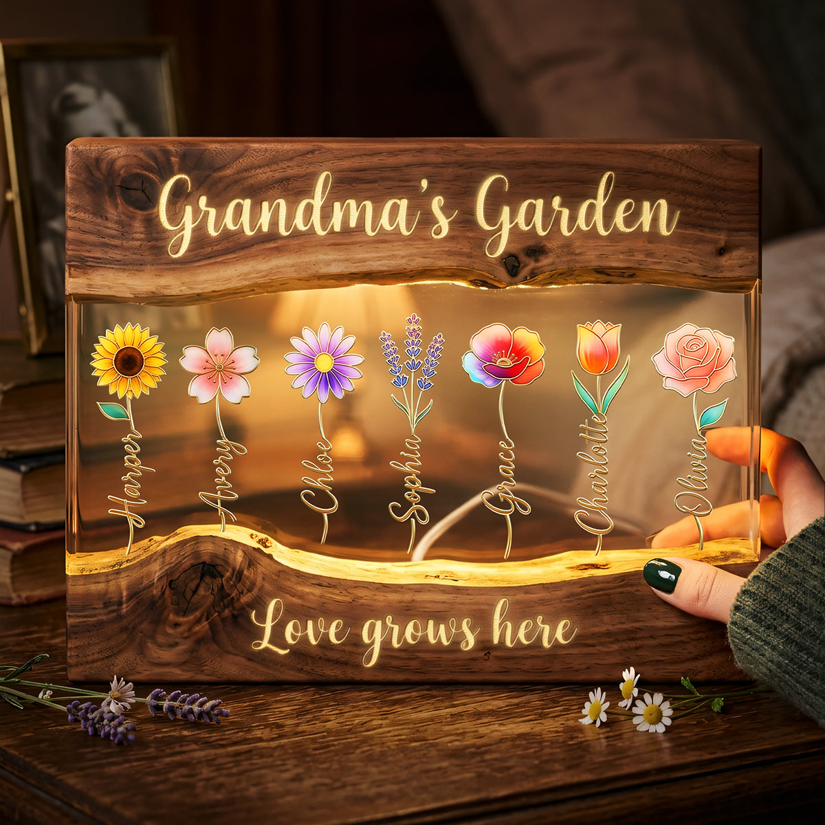 Mom's Garden Light Box  -  Personalized Gifts For Mothers 03pata150426
