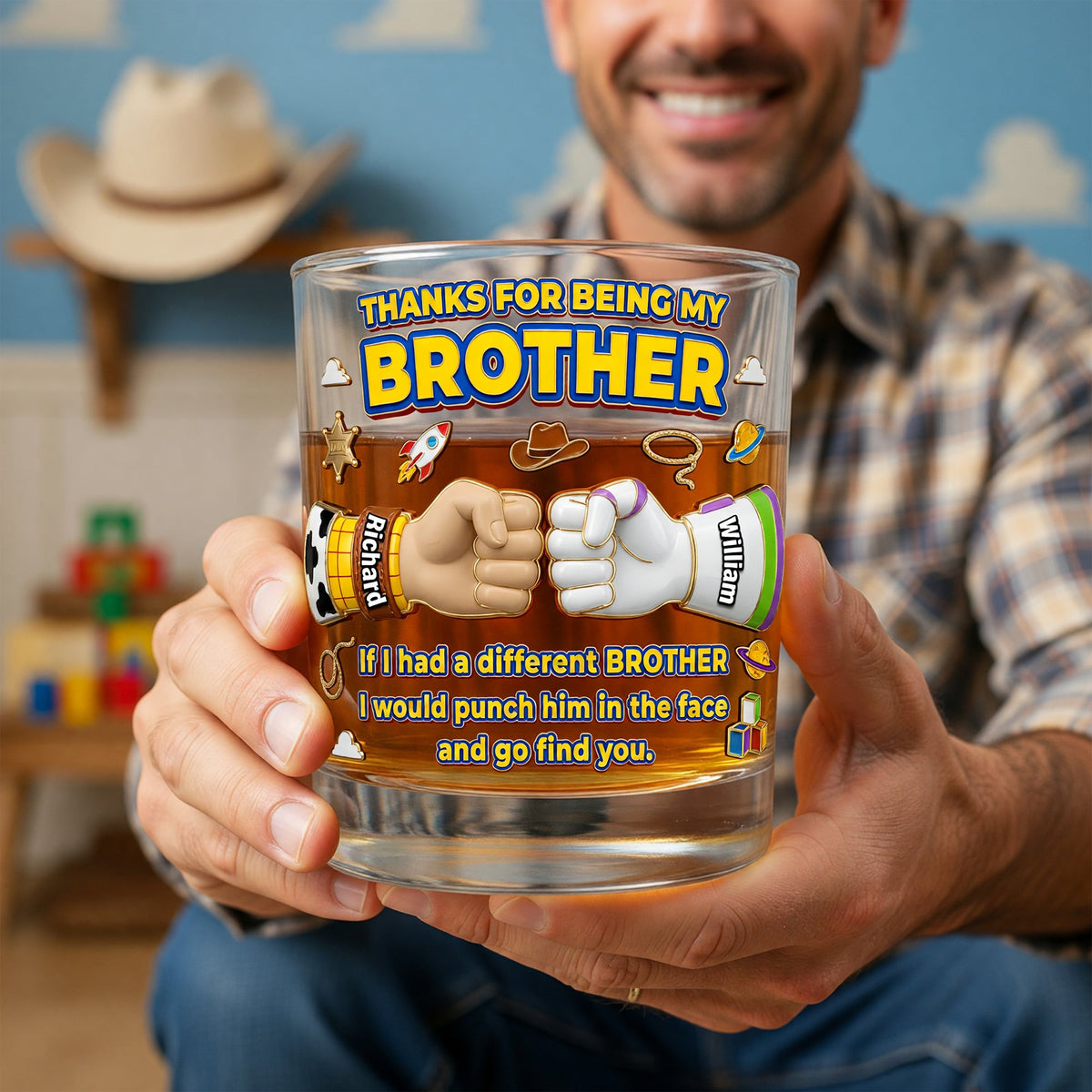 Proudly Your Brother Whiskey Glass - Personalized Gifts For Brothers 04NAQN040626