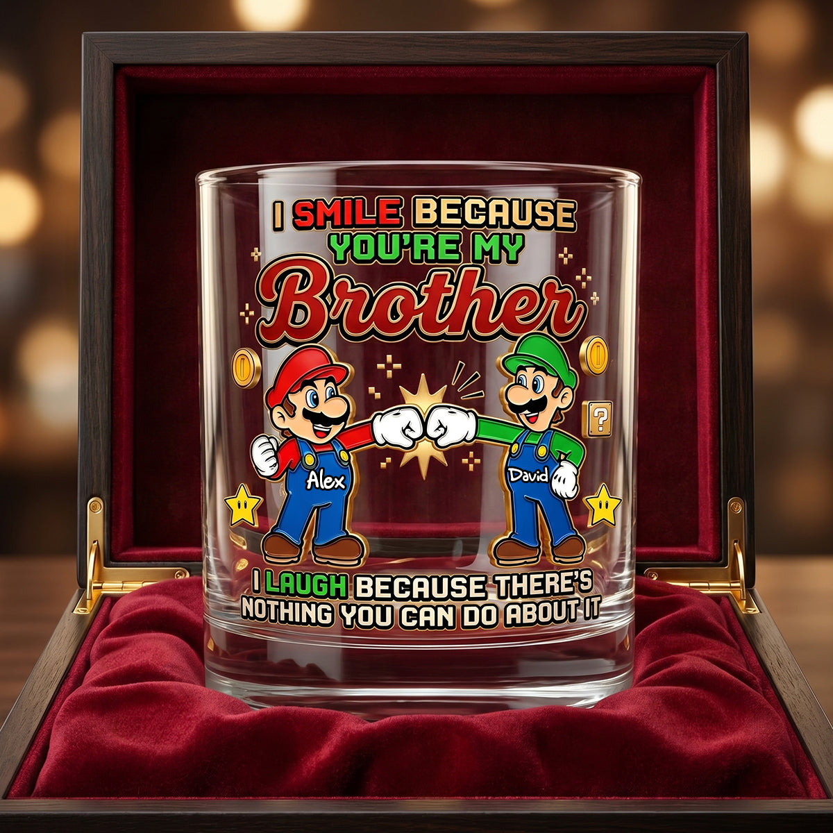 My Brother Best Brotherhood 11oz Round Glass - Personalized Gifts For Brother Glass 02NADH110626