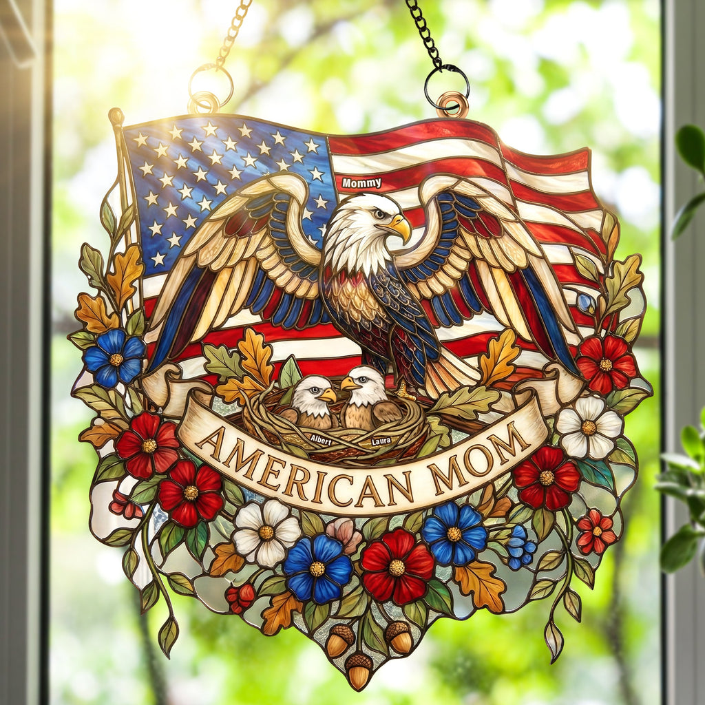 American Eagle Mom Suncatcher Ornament - Personalized Gifts For Mother 01paqn020326