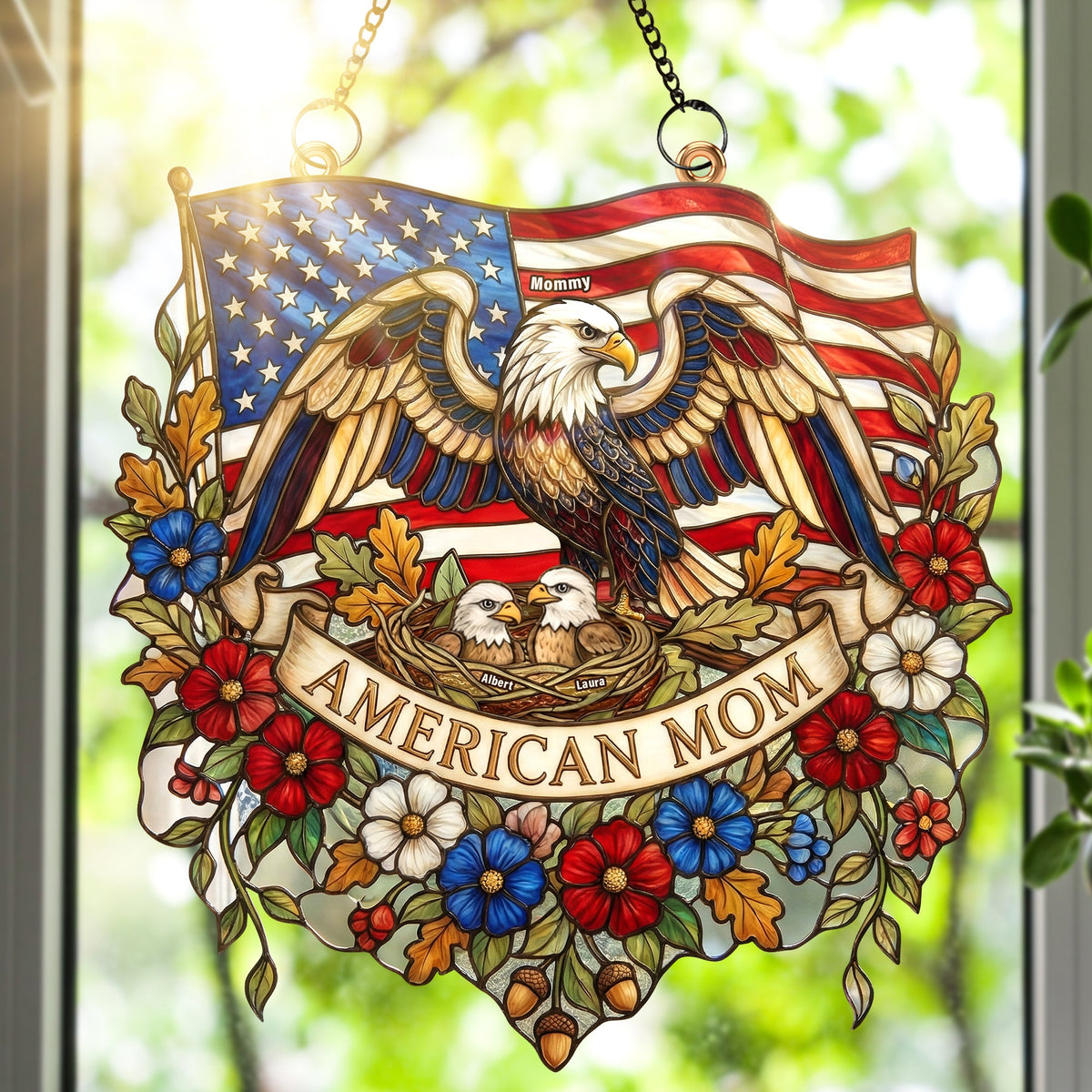 American Eagle Mom Suncatcher Ornament - Personalized Gifts For Mother 01paqn020326