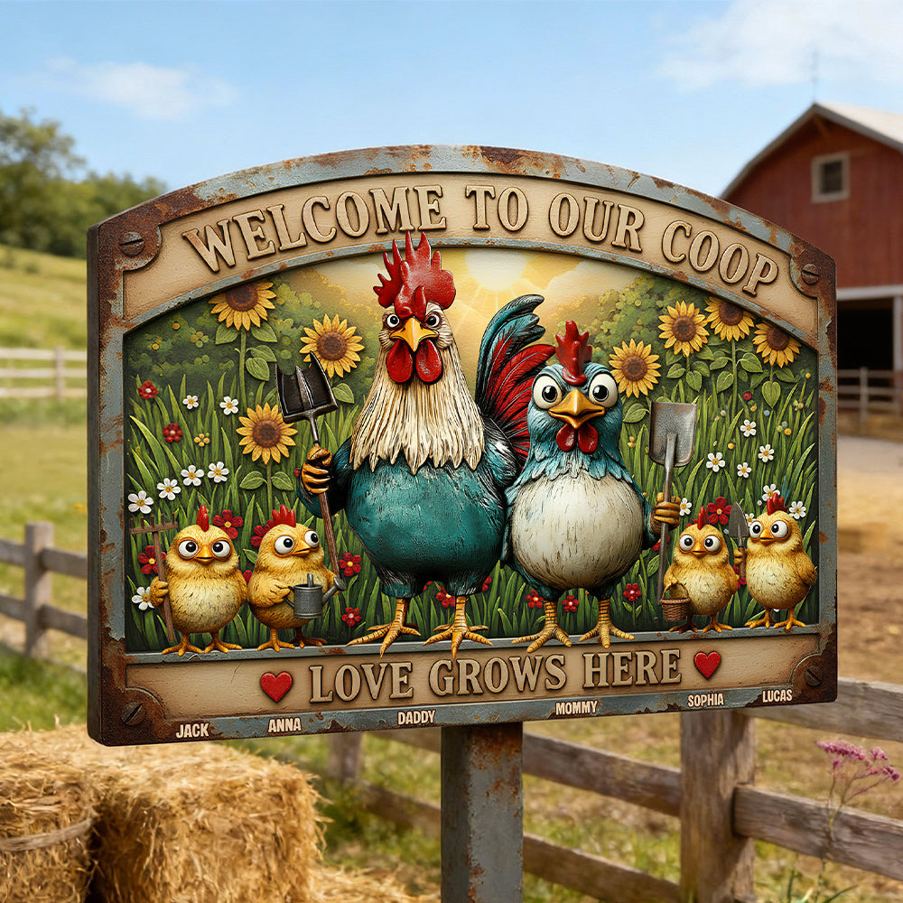 Chicken Coop Metal Sign Personalized Gifts For Family 061pgtn111225