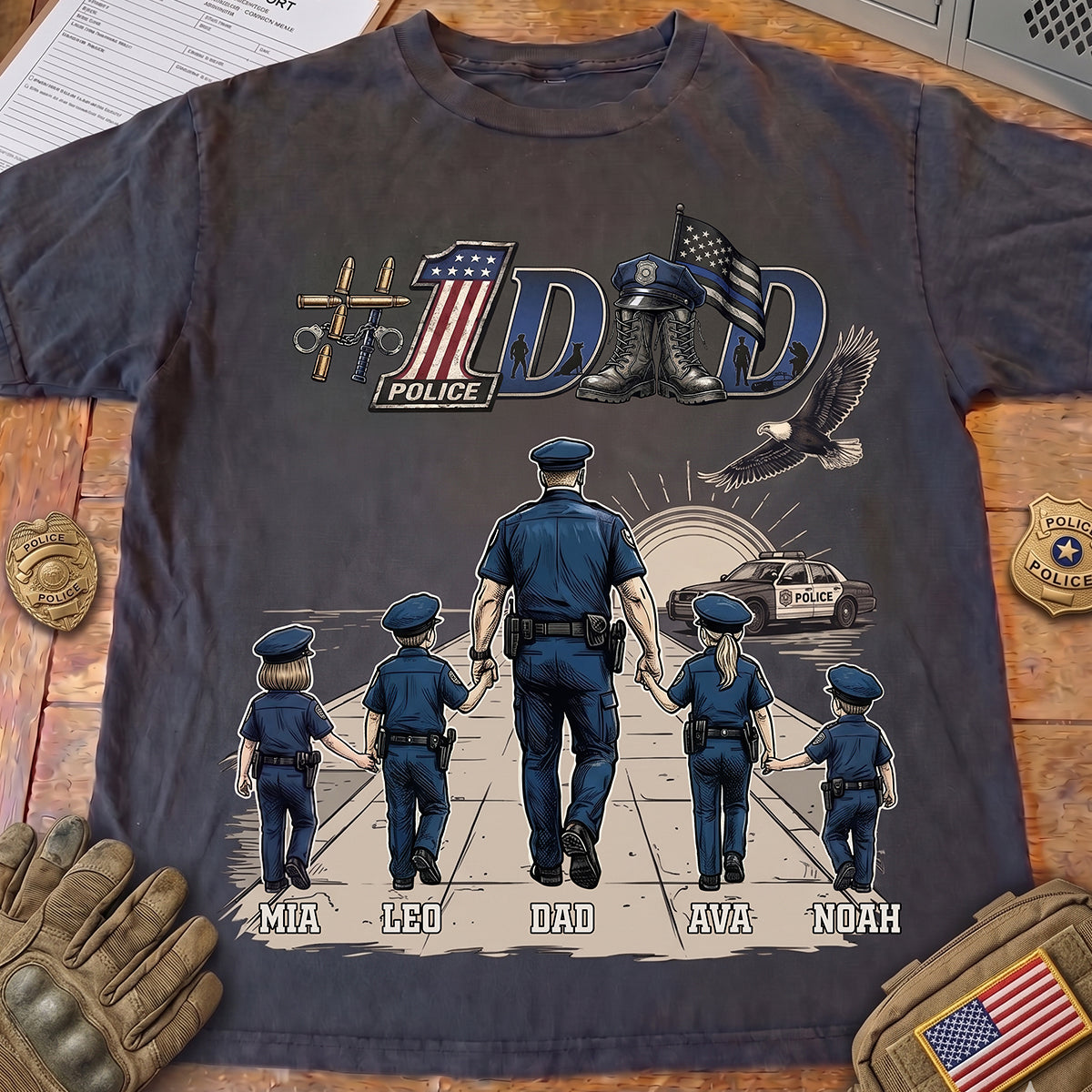 Best Police Dad Ever Shirt - Personalized Gifts For Police Dads 03QHDT250526