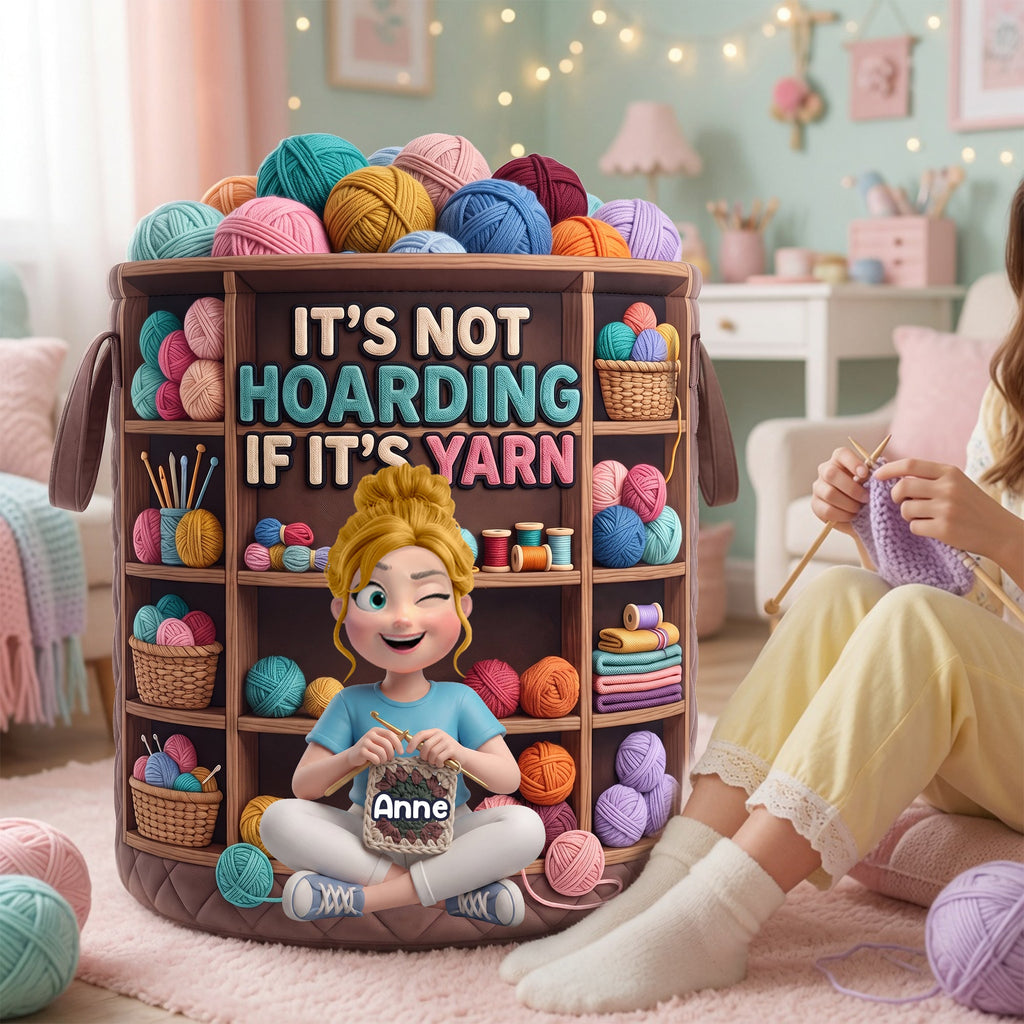 Crochet Girl Quilted Laundry Basket - Personalized Gifts For Crochet Lovers 04nalu090726