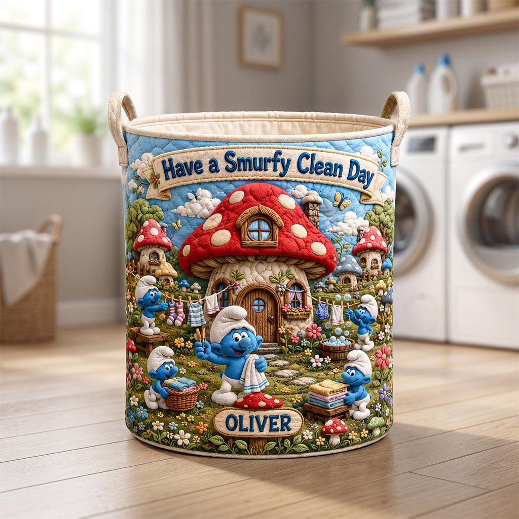 Blue Forest Friends Quilted Laundry Basket - Personalized Gifts 05hadh090726
