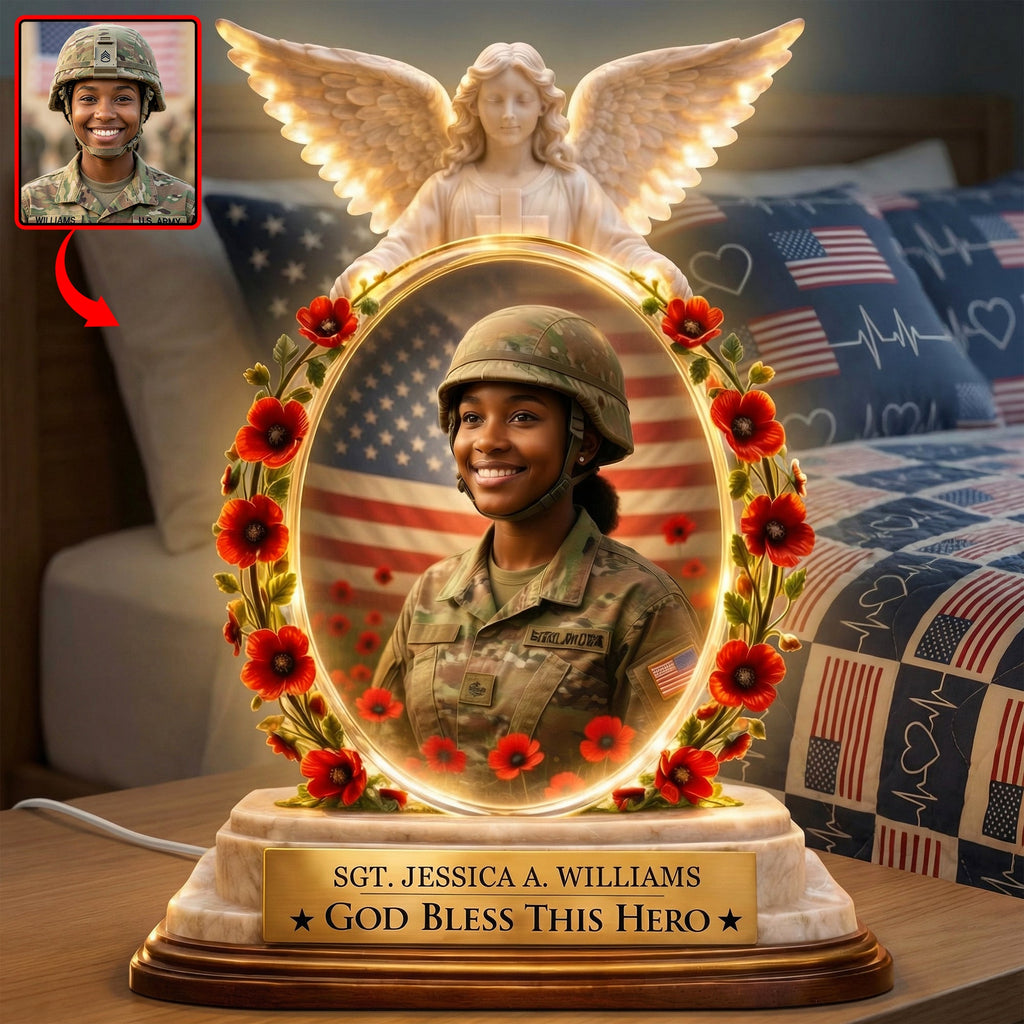 God Bless This Hero - Veteran Memorial Light Box - Custom Photo Gifts For Heaven 03tyqn070426