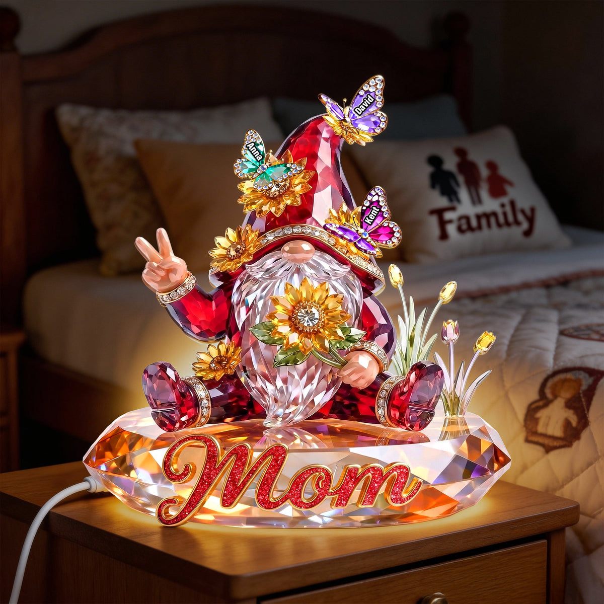 Whimsical Gnome Mom Acrylic Light Box, Personalized Mother's Day Gift 02QHQN110426